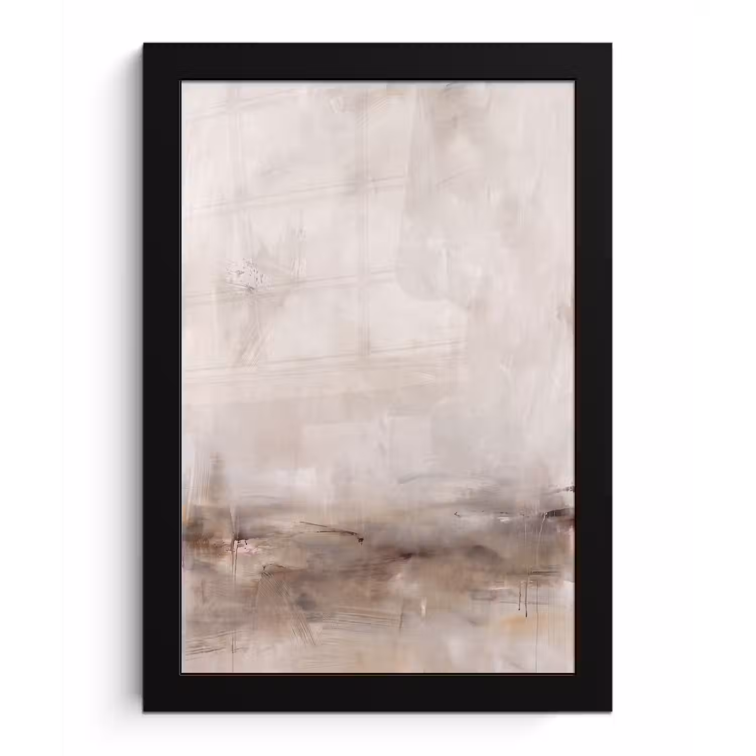 Abstrakt - Landschap - Modern - Beige - Kunst fotolijst zwart zonder passe partout klein -3d
