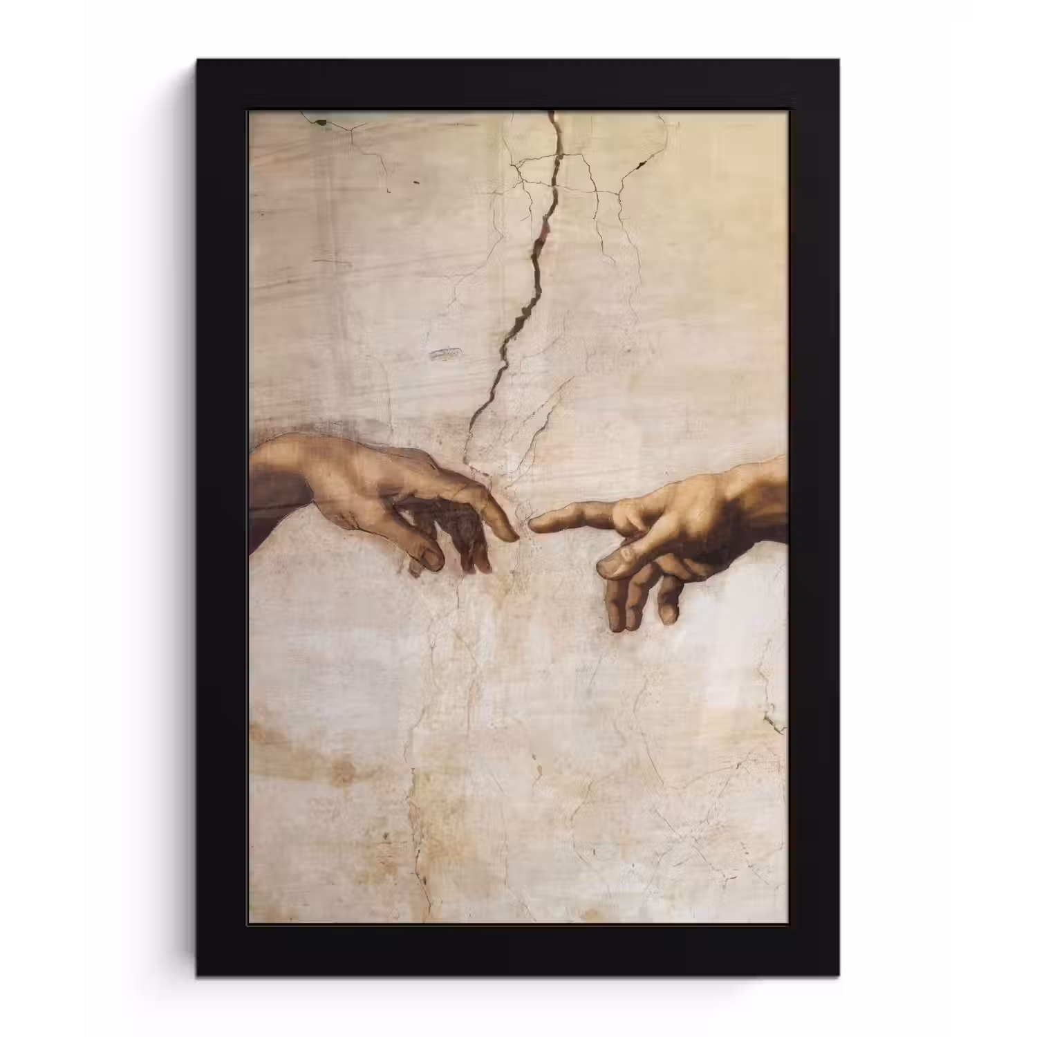 Adam - Michelangelo - Schilderij - Creation of Adam fotolijst zwart zonder passe partout klein -3d