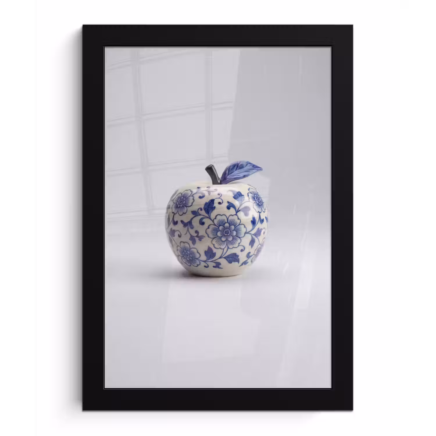 Appel - Blauw - Klassiek fotolijst zwart zonder passe partout klein -3d