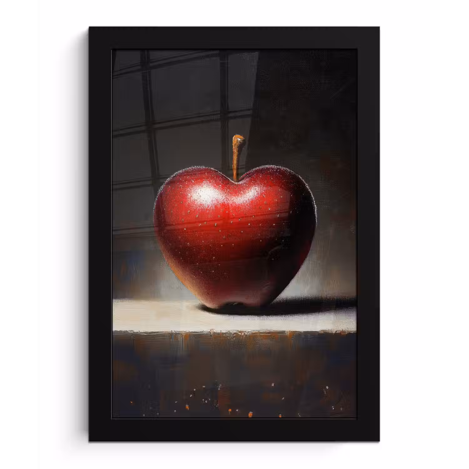 Apple - Hart - Rood fotolijst zwart zonder passe partout klein -3d
