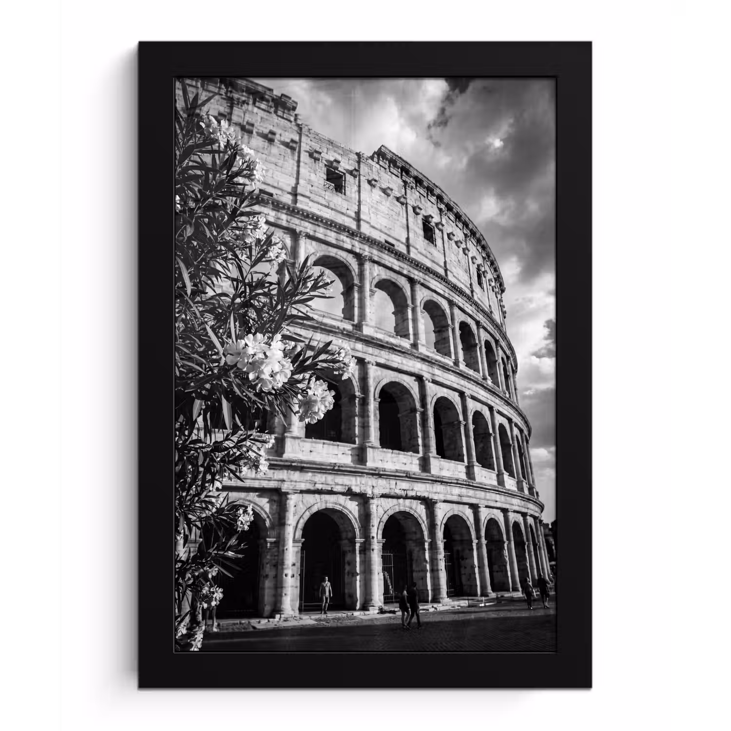 Architectuur - Colosseum - Rome - Historisch - Zwart-wit fotolijst zwart zonder passe partout klein -3d
