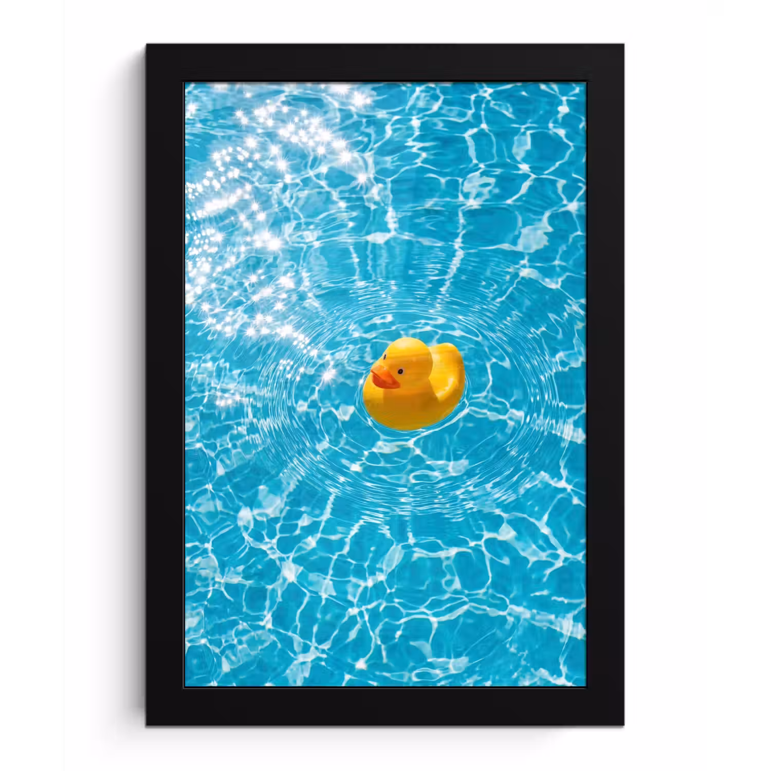 Badeend - Dobberen - Blauw fotolijst zwart zonder passe partout klein -3d