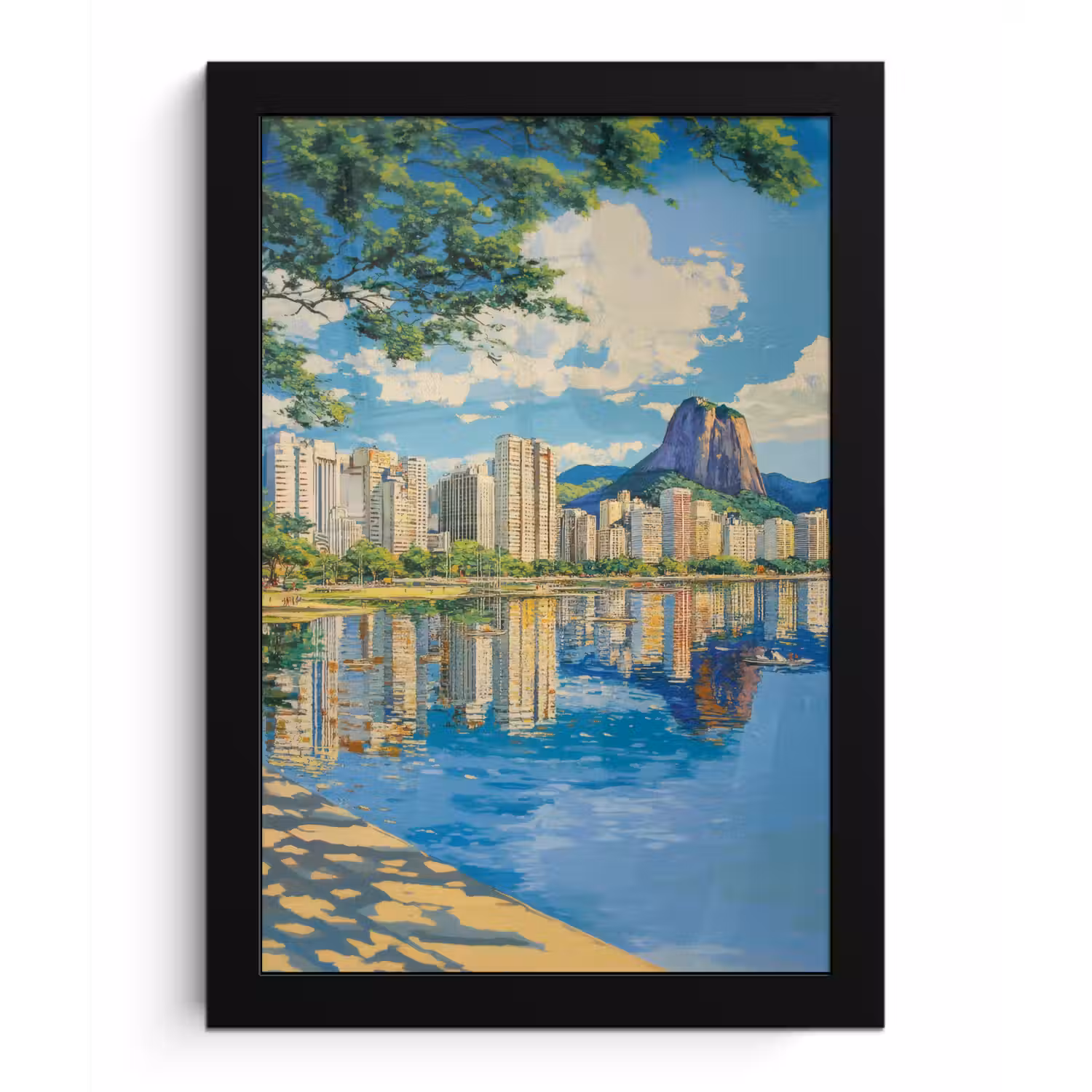 Berg - Skyline - Strand - Water fotolijst zwart zonder passe partout klein -3d