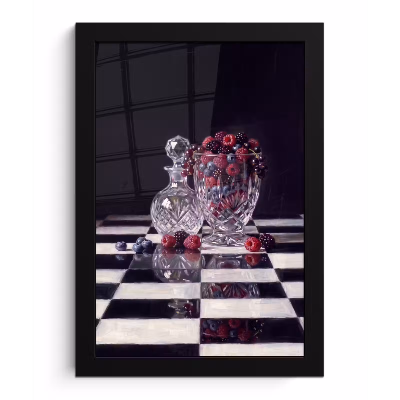 Poster met lijst - Bessen - Kristal - Stilleven - Bessen - Kristal - Stilleven fotolijst zwart zonder passe partout klein