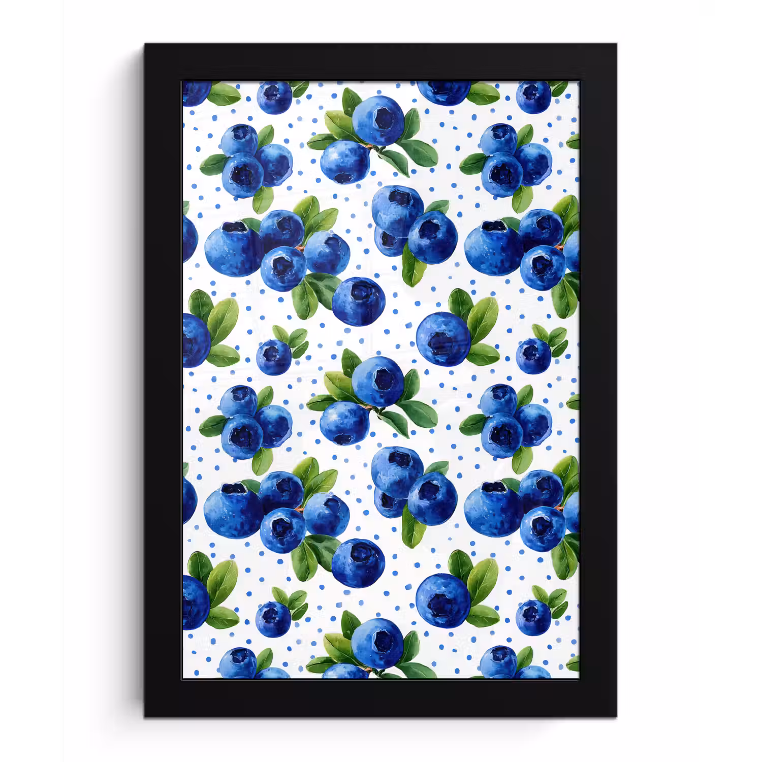 Bessen - Patroon - Blauw fotolijst zwart zonder passe partout klein 224 -3d