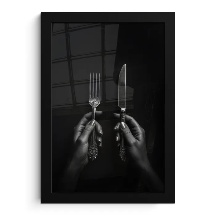Bestek - Zwart - Wit fotolijst zwart zonder passe partout klein -3d