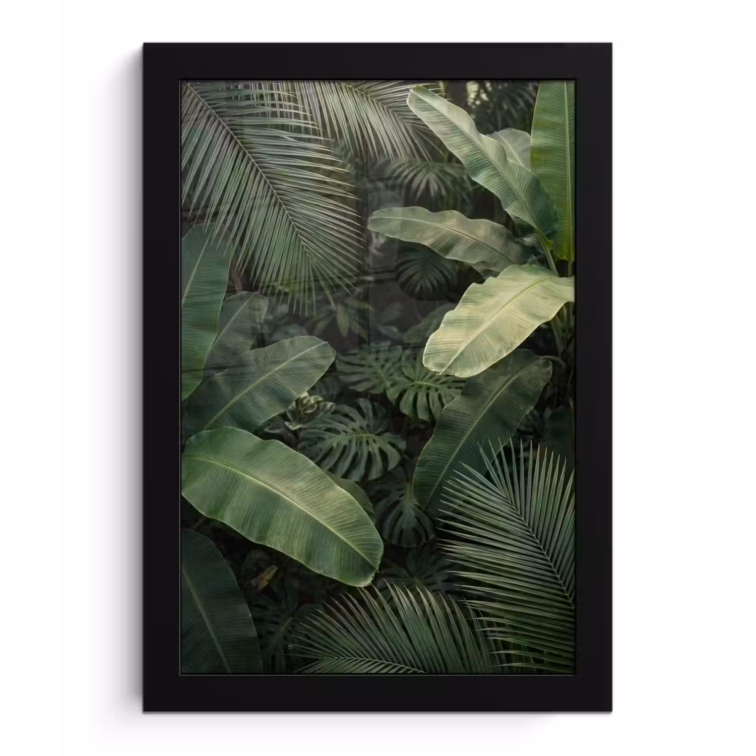Bladeren - Groen - Tropisch - Natuur fotolijst zwart zonder passe partout klein -3d
