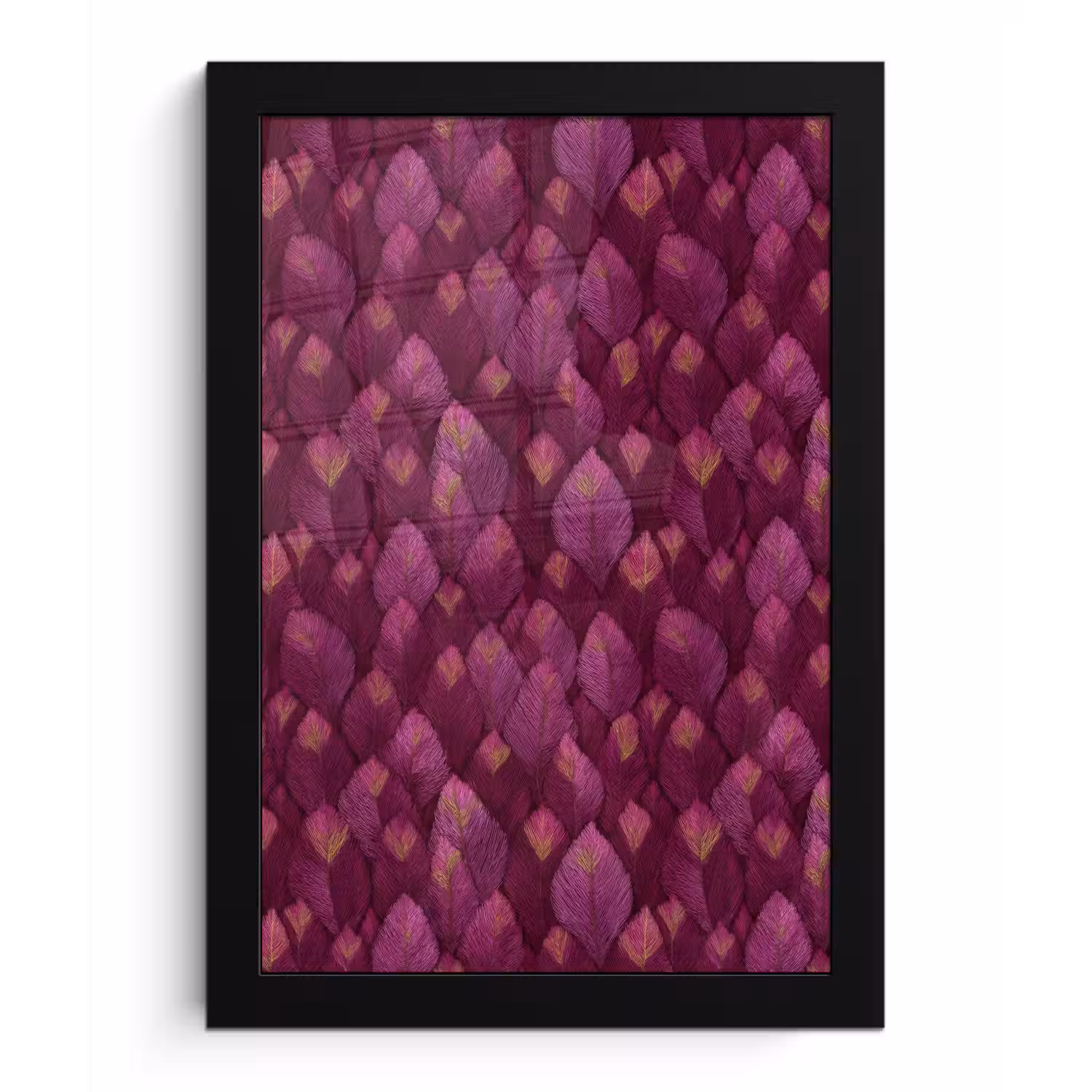 Bladeren - Patroon - Burgundy fotolijst zwart zonder passe partout klein 224 -3d
