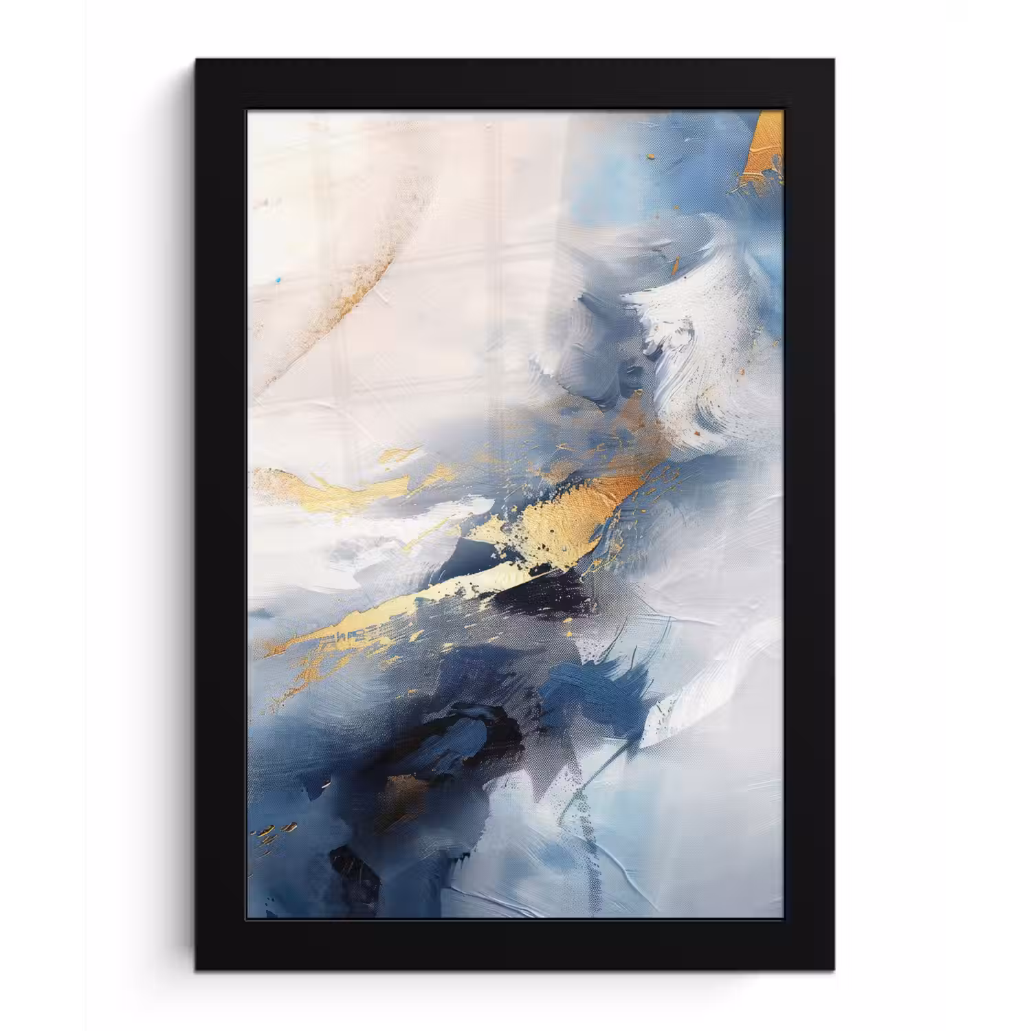 Blauw - Modern - Marmer - Abstract - Goud fotolijst zwart zonder passe partout klein -3d
