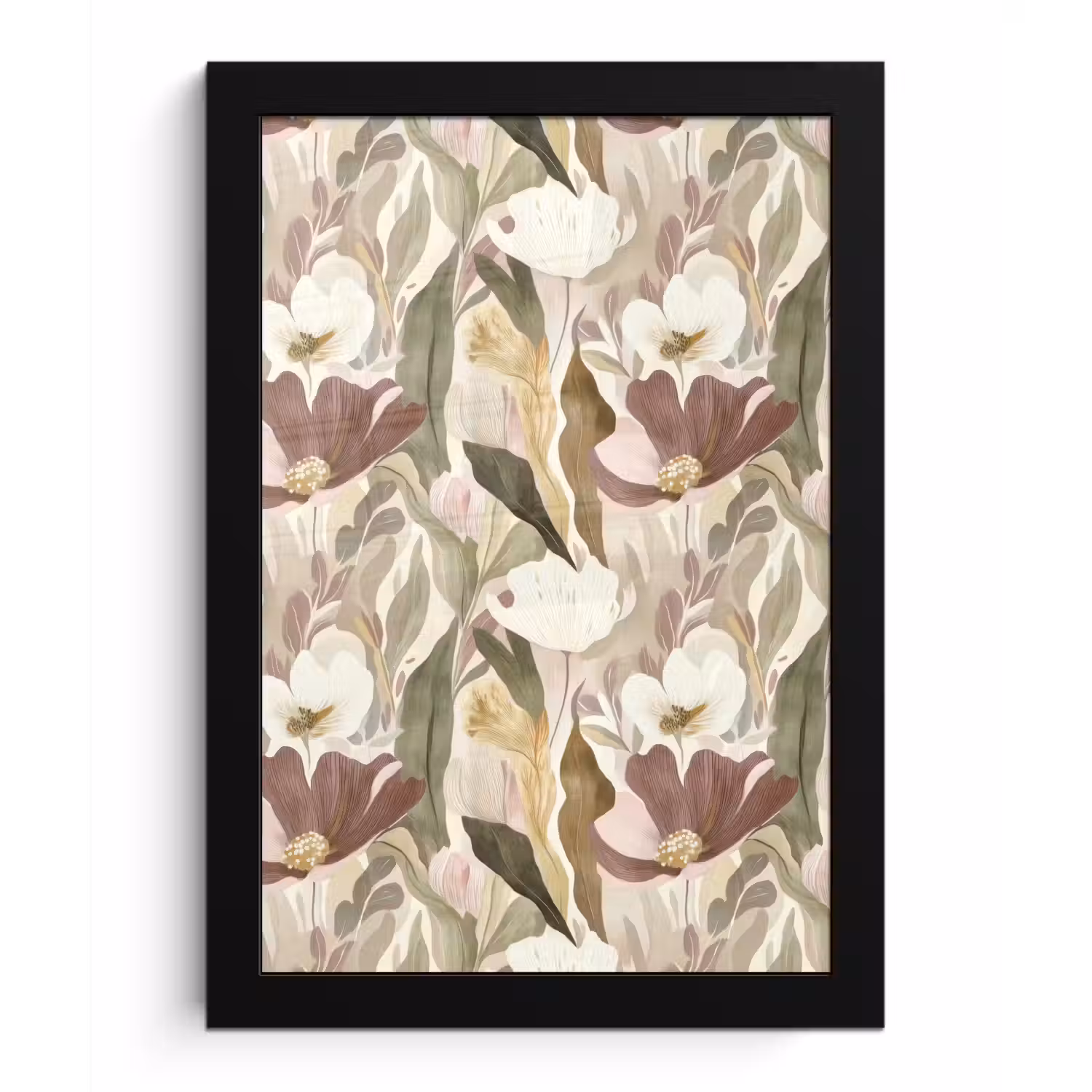 Bloemen - Aquarel - Kleurrijk fotolijst zwart zonder passe partout klein 224 -3d