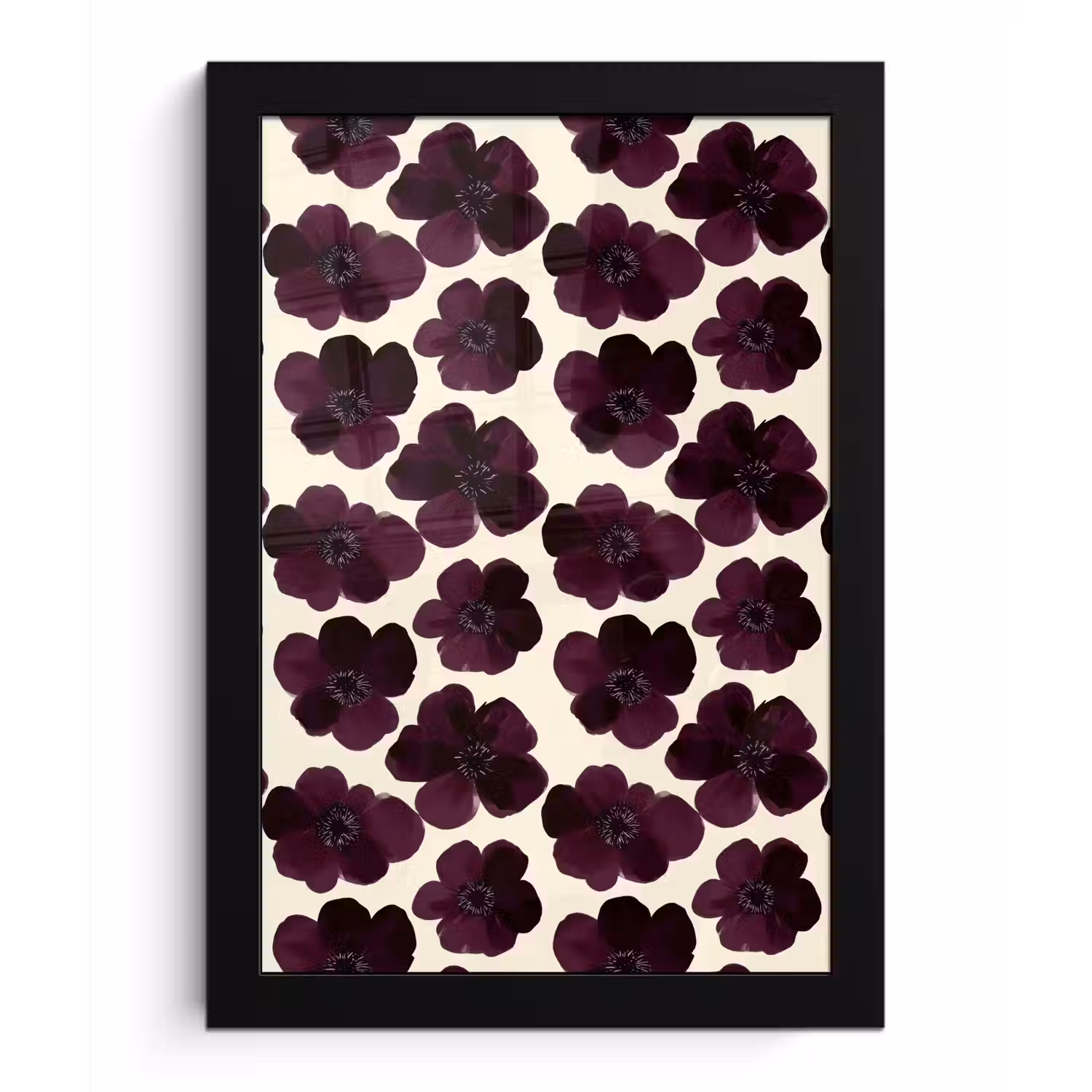 Bloemen - Aquarel - Paars fotolijst zwart zonder passe partout klein 224 -3d