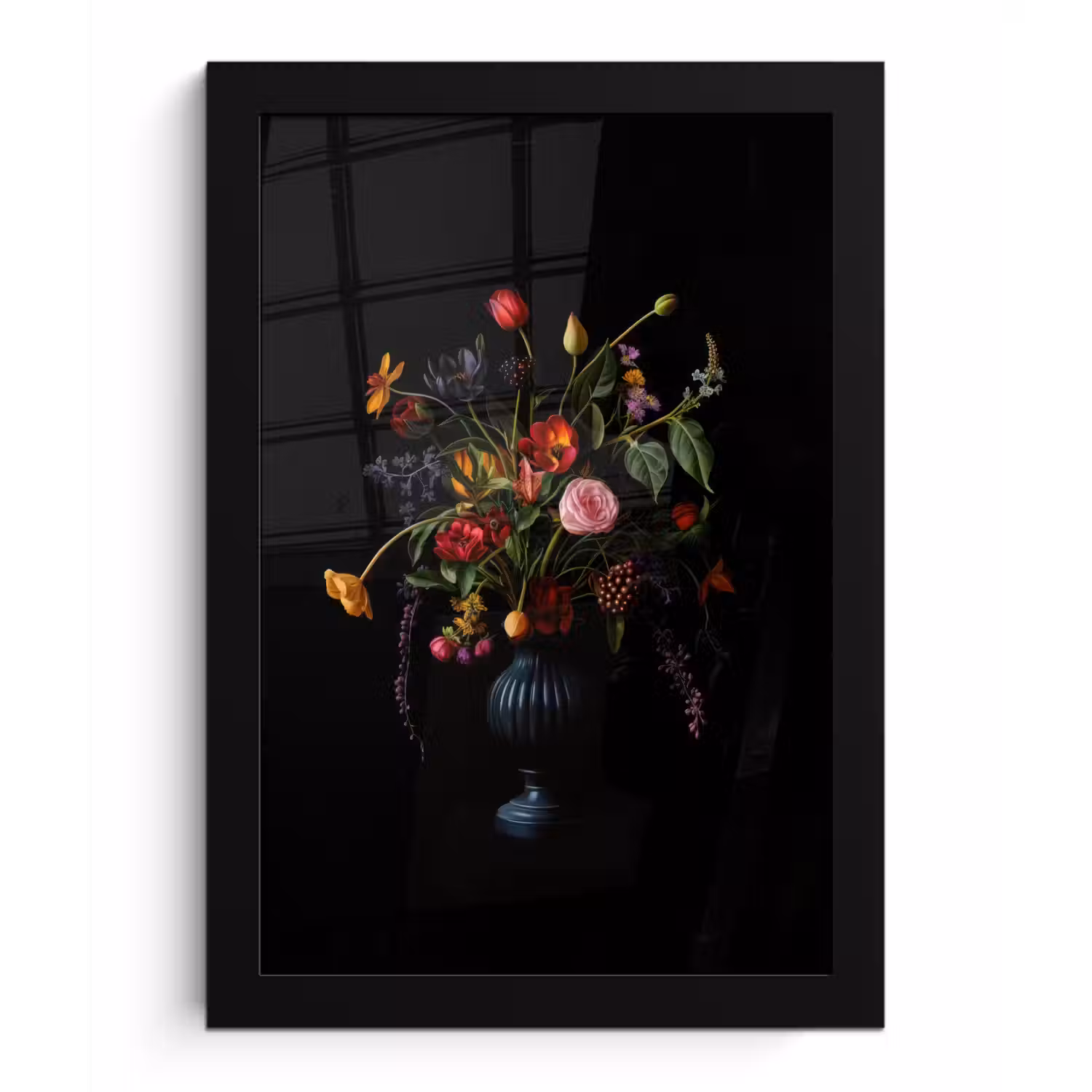 Bloemen - Bessen - Klassiek fotolijst zwart zonder passe partout klein -3d