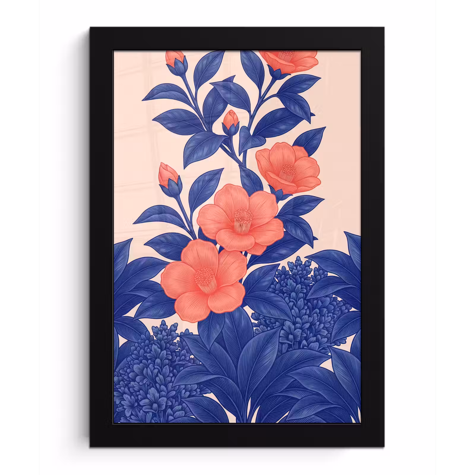 Poster met lijst - Bloemen - Bladeren - Botanisch - Bloemen - Bladeren - Botanisch fotolijst zwart zonder passe partout klein