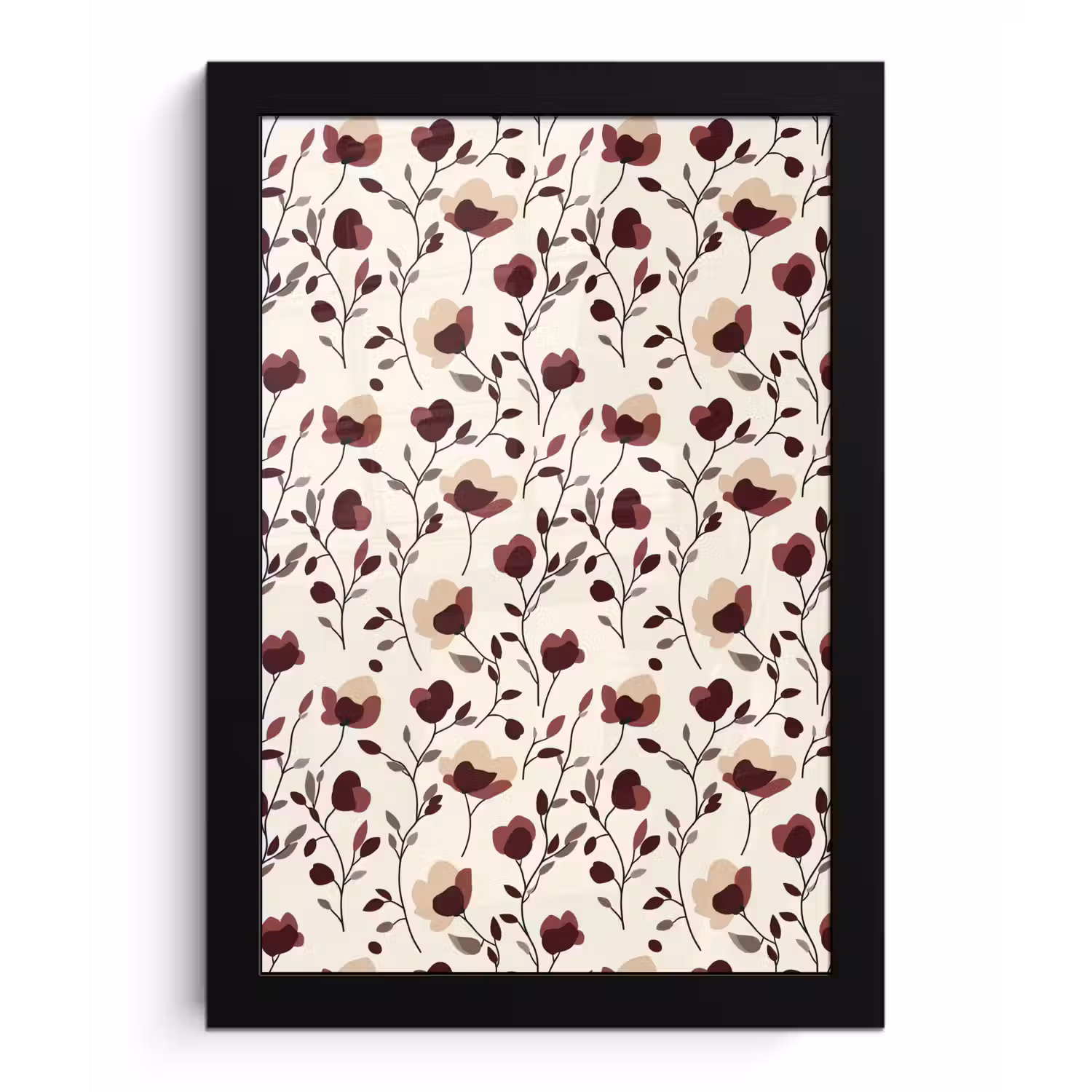 Bloemen - Botanisch - Bordeaux fotolijst zwart zonder passe partout klein 224 -3d