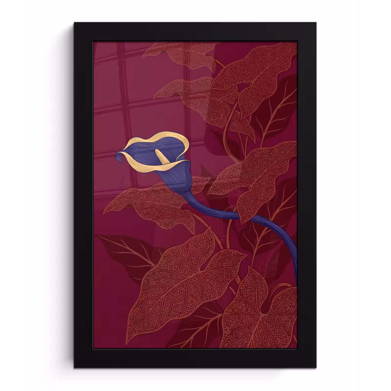 Poster met lijst - Bloemen - Modern - Paars - Bloemen - Modern - Paars fotolijst zwart zonder passe partout klein
