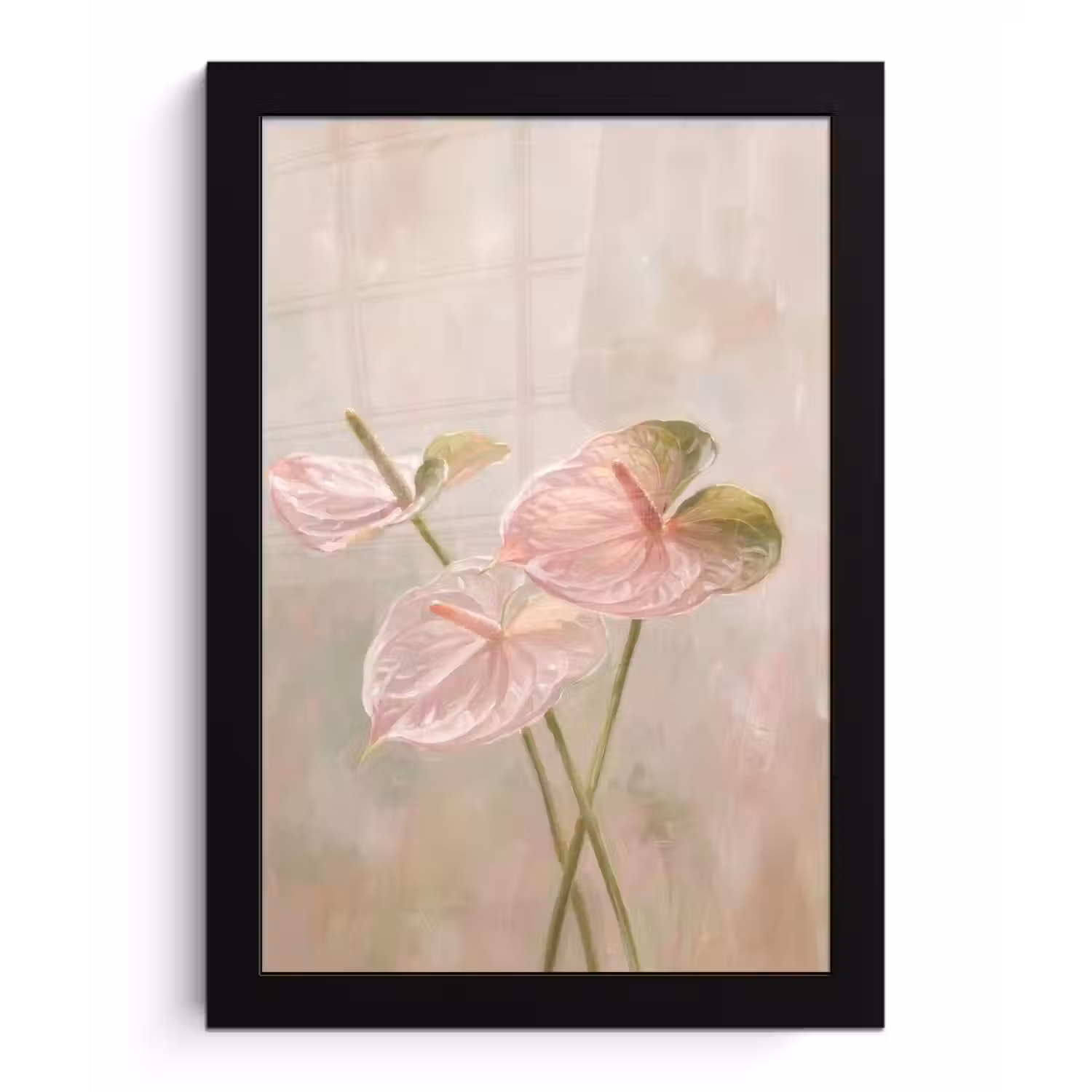 Bloemen - Pastel - Abstract - Natuur - Groen fotolijst zwart zonder passe partout klein -3d