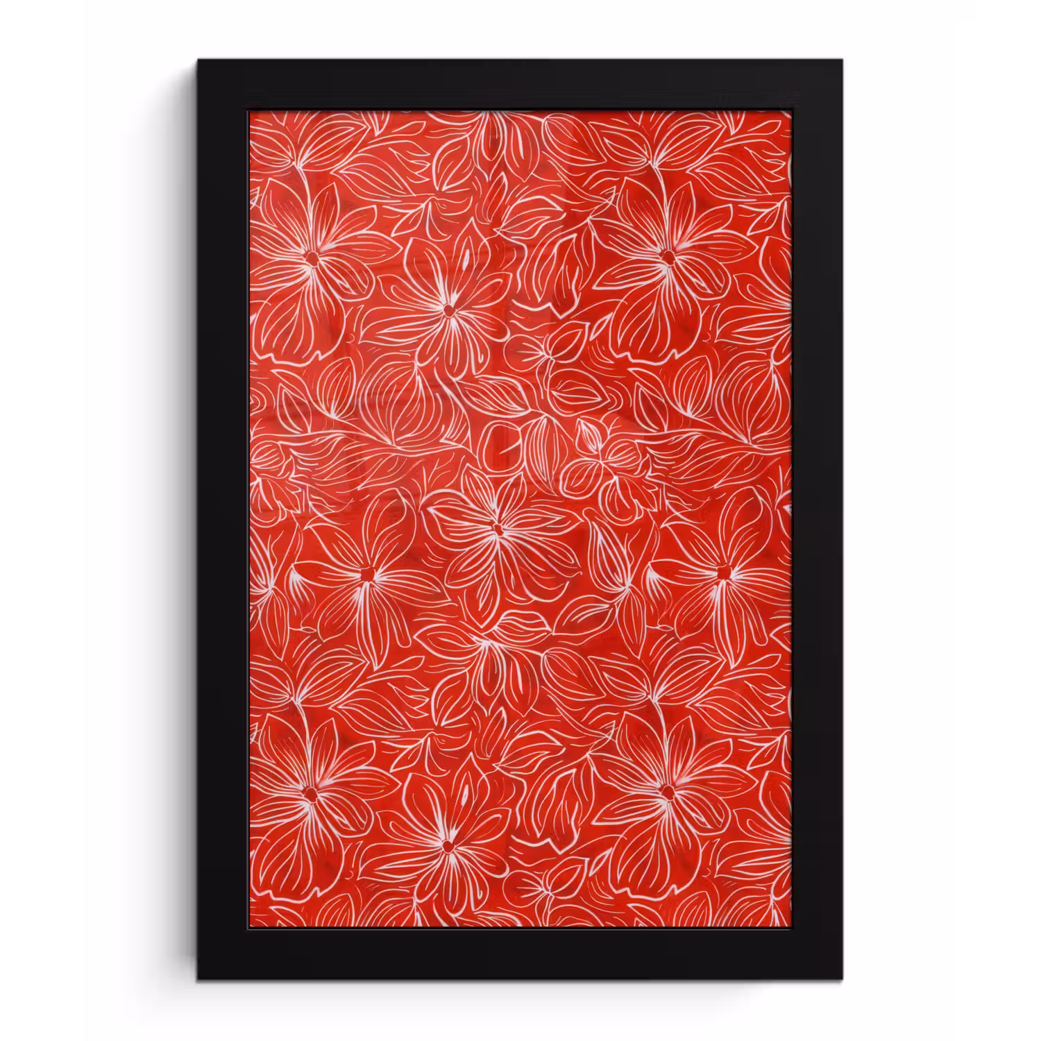 Bloemen - Patroon - Rood fotolijst zwart zonder passe partout klein 224 -3d