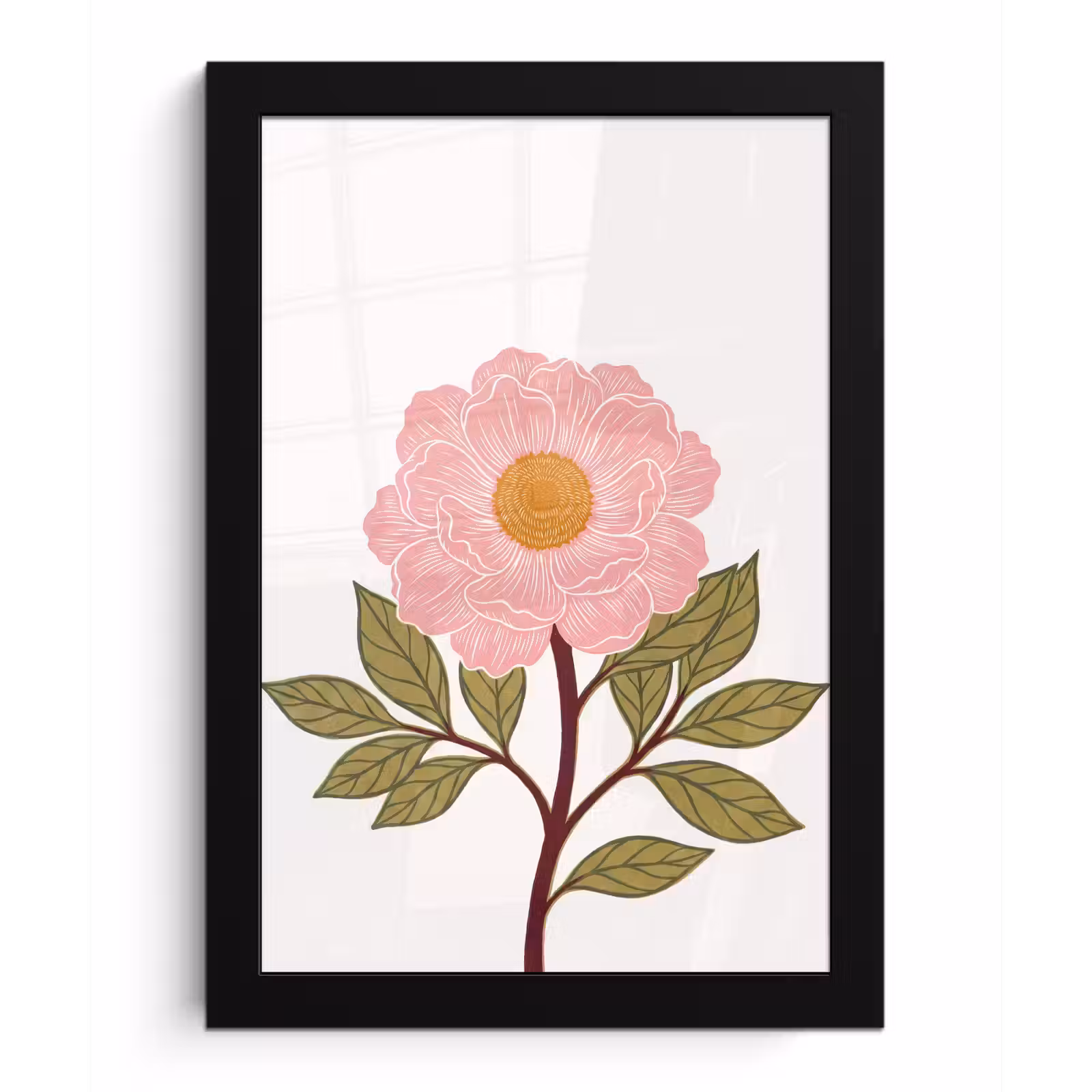 Poster met lijst - Bloemen - Roze - Illustratie - Bloemen - Roze - Illustratie fotolijst zwart zonder passe partout klein