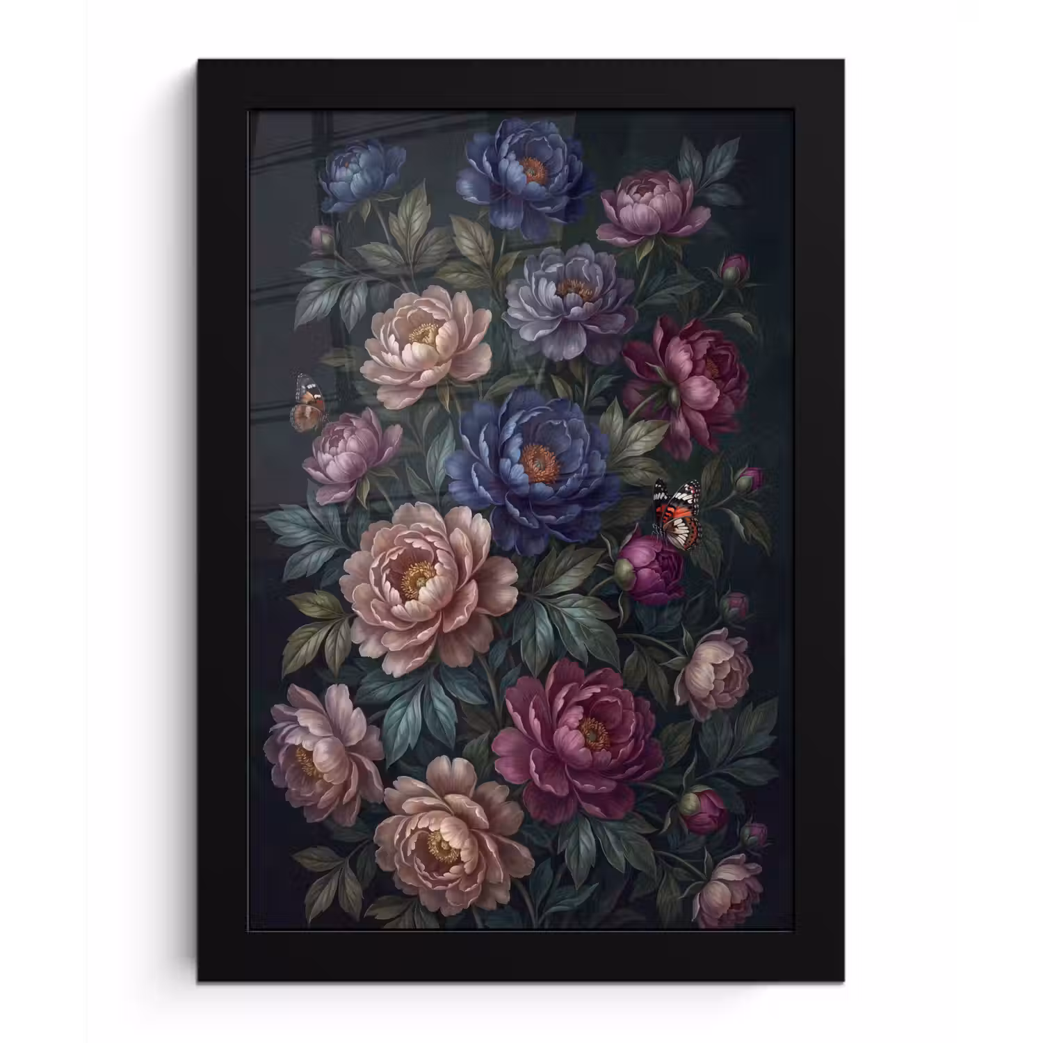 Bloemen - Vlinder - Natuur - Modern - Paars fotolijst zwart zonder passe partout klein -3d