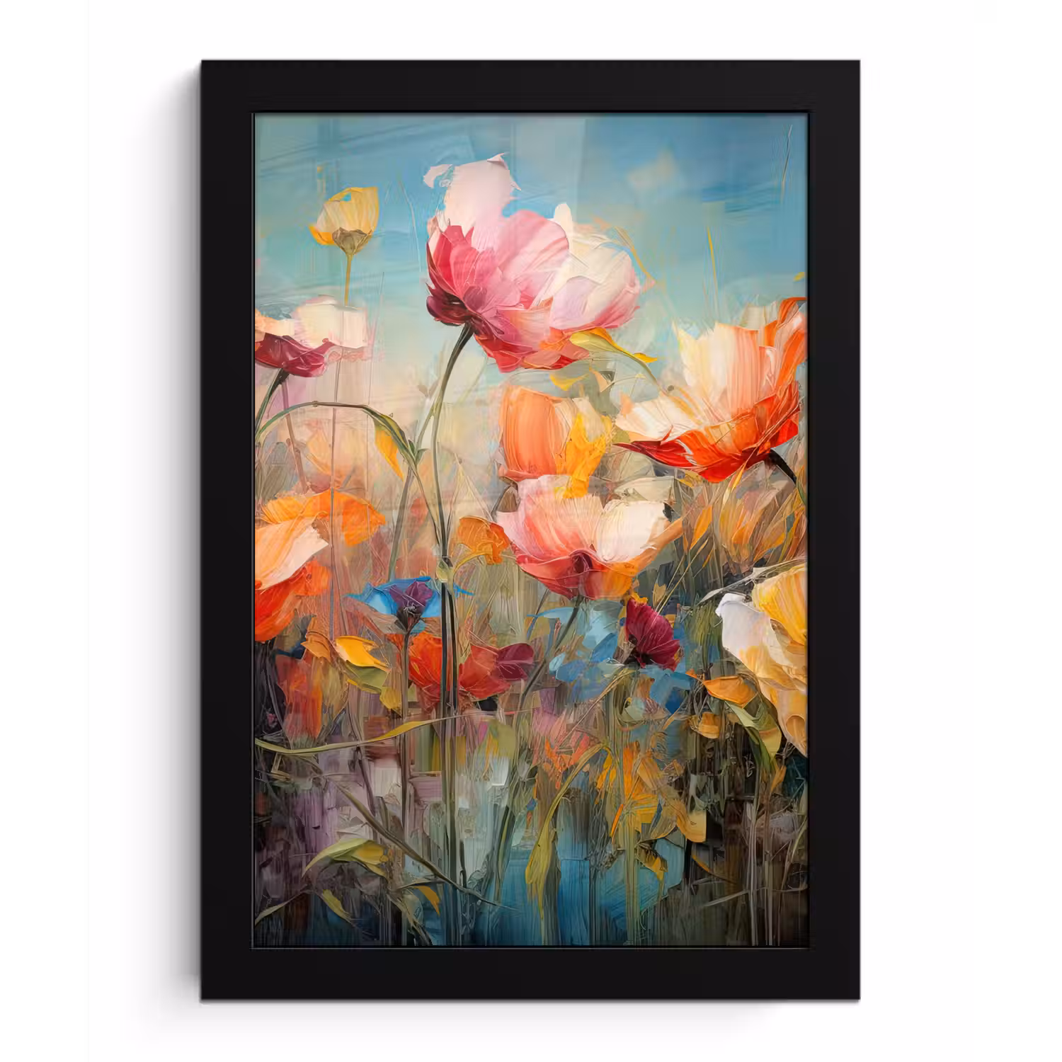 Bloemen - Watercolor - Kunst - Botanisch - Natuur fotolijst zwart zonder passe partout klein -3d