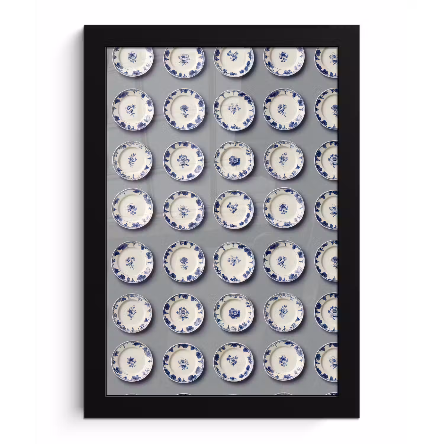 Borden - Bloemen - Blauw - Wit fotolijst zwart zonder passe partout klein 224 -3d