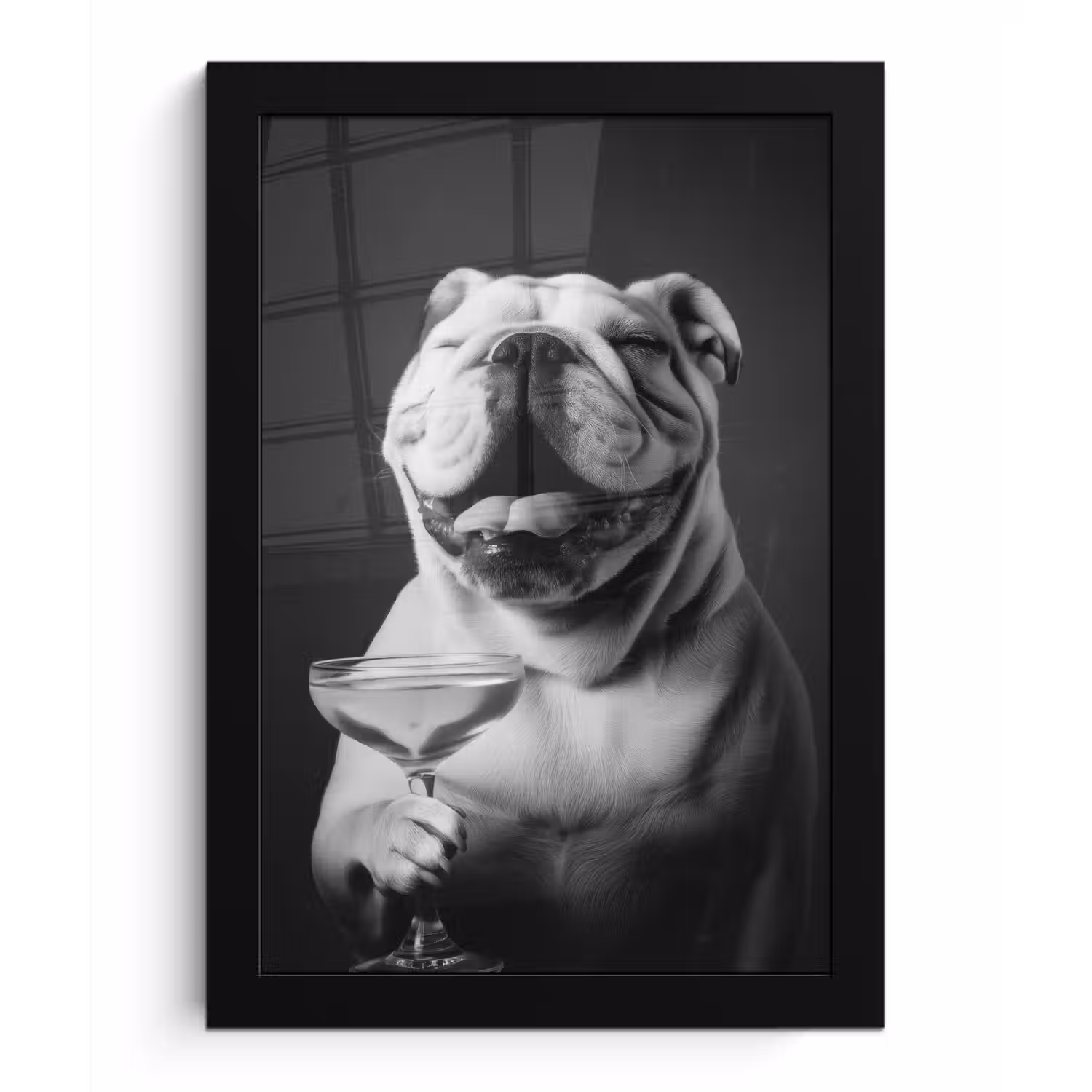 Buldog - Hond - Glas fotolijst zwart zonder passe partout klein -3d