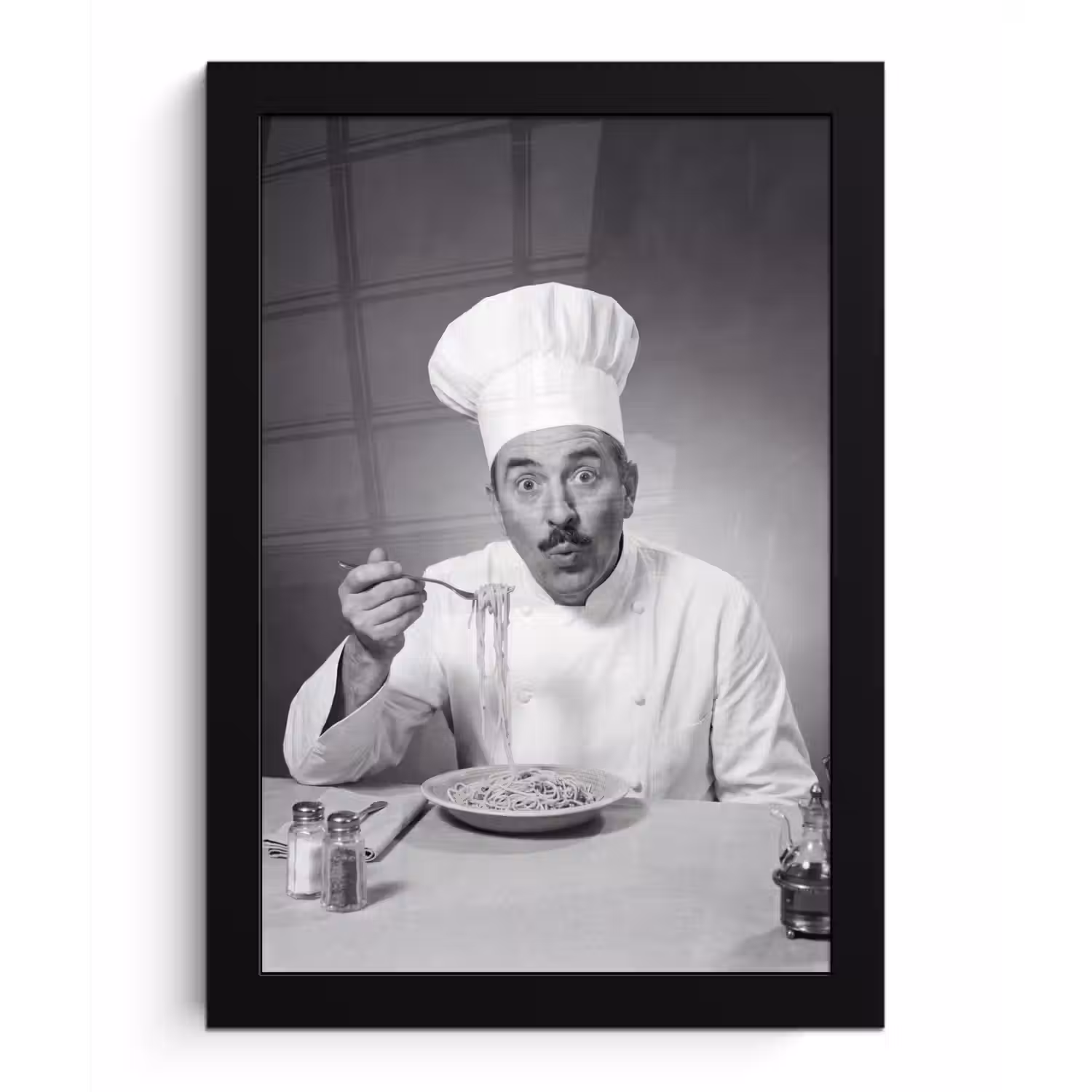 Chef - Spaghetti - Pasta fotolijst zwart zonder passe partout klein -3d