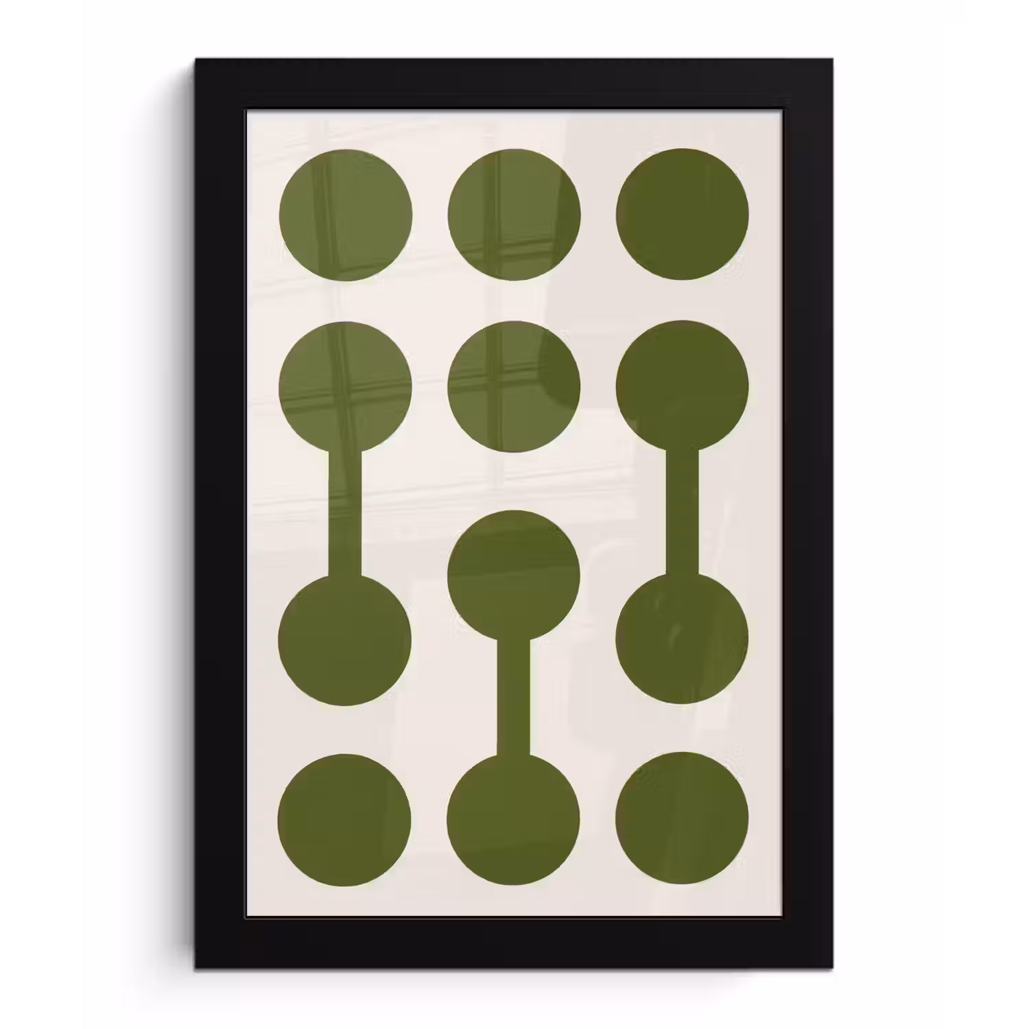 Cirkels - Geometrisch - Abstract - Modern - Groen fotolijst zwart zonder passe partout klein -3d
