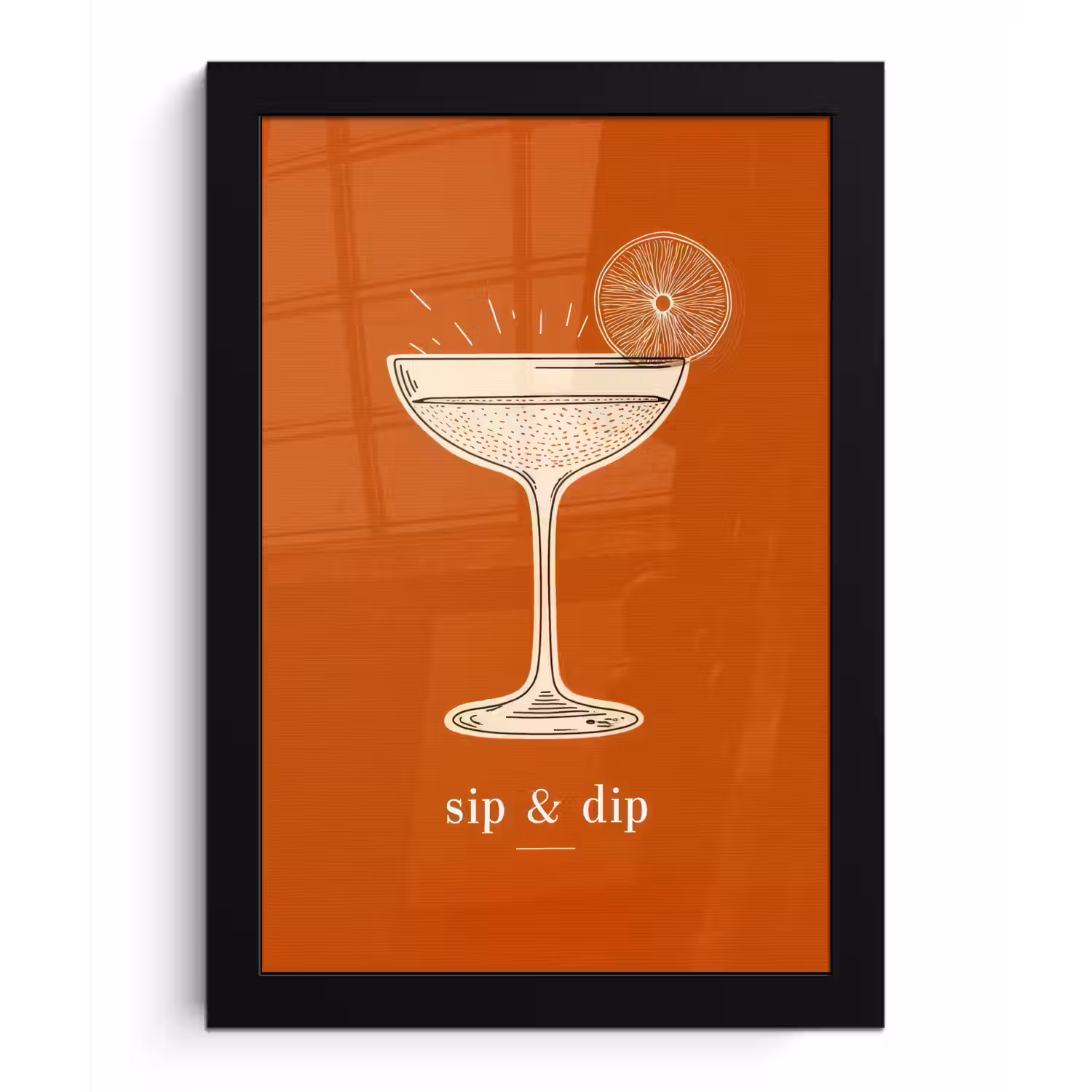 Cocktail - Oranje - Zomer - Quote fotolijst zwart zonder passe partout klein -3d