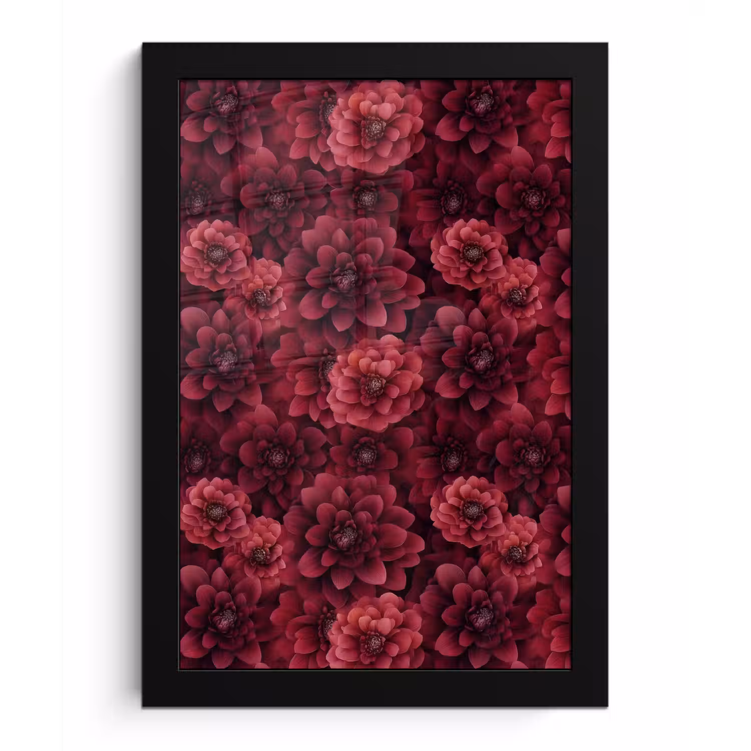 Dahlias - Bloemen - Rood fotolijst zwart zonder passe partout klein 224 -3d