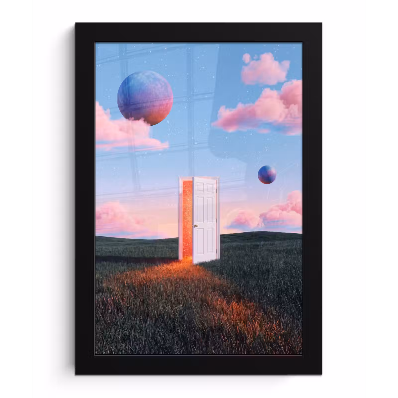 Poster met lijst - Deur - Fantasie - Ruimte - Deur - Fantasie - Ruimte fotolijst zwart zonder passe partout klein