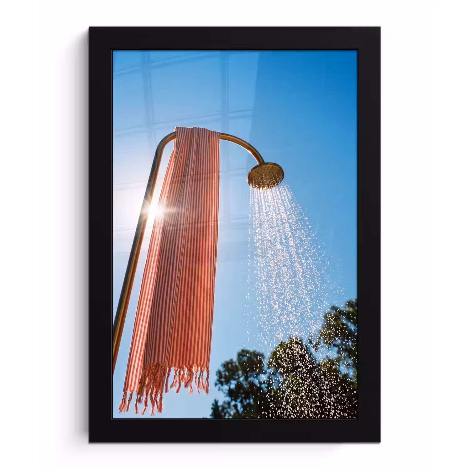 Douche - Water - Zomer - Blauw fotolijst zwart zonder passe partout klein -3d