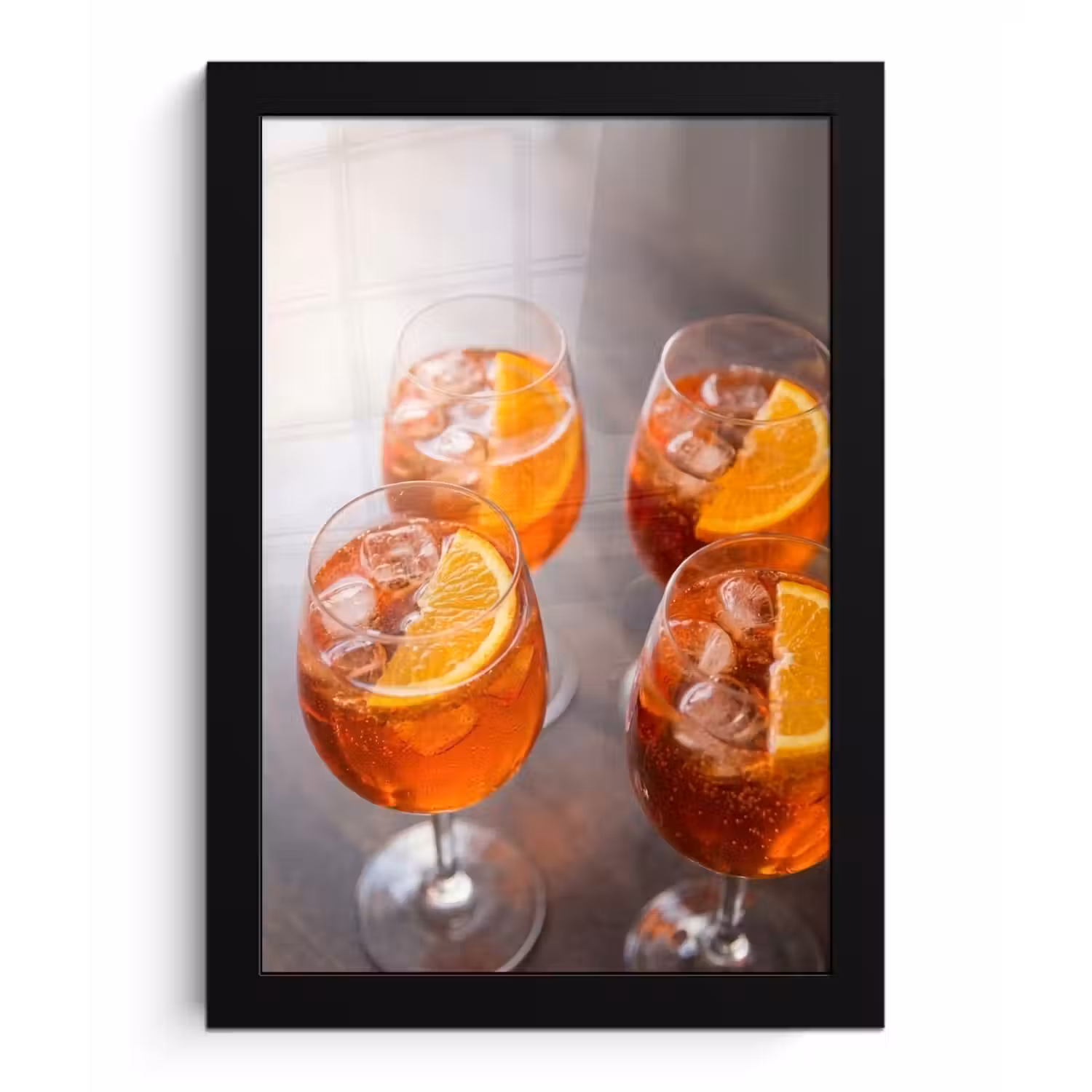 Drank - Sinaasappel - IJs - Zomer - Oranje fotolijst zwart zonder passe partout klein -3d