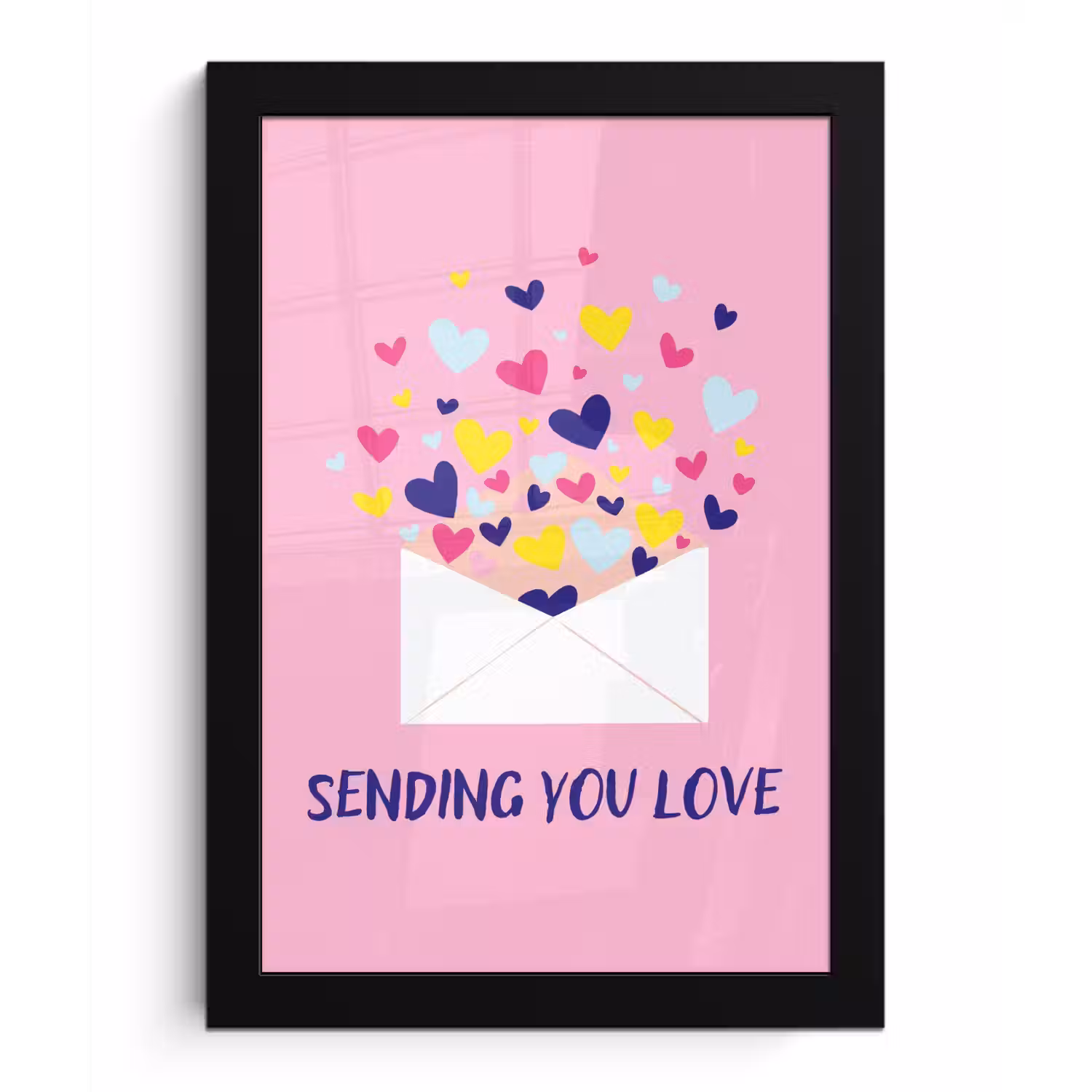 Envelop - Love - Hartjes - Valentijn fotolijst zwart zonder passe partout klein -3d