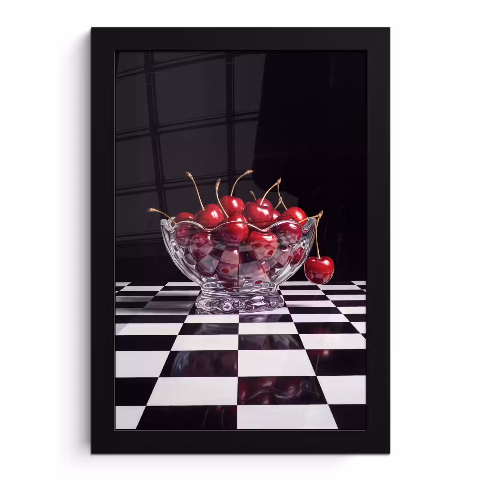 Poster met lijst - Eten - Kersen - Rood - Eten - Kersen - Rood fotolijst zwart zonder passe partout klein