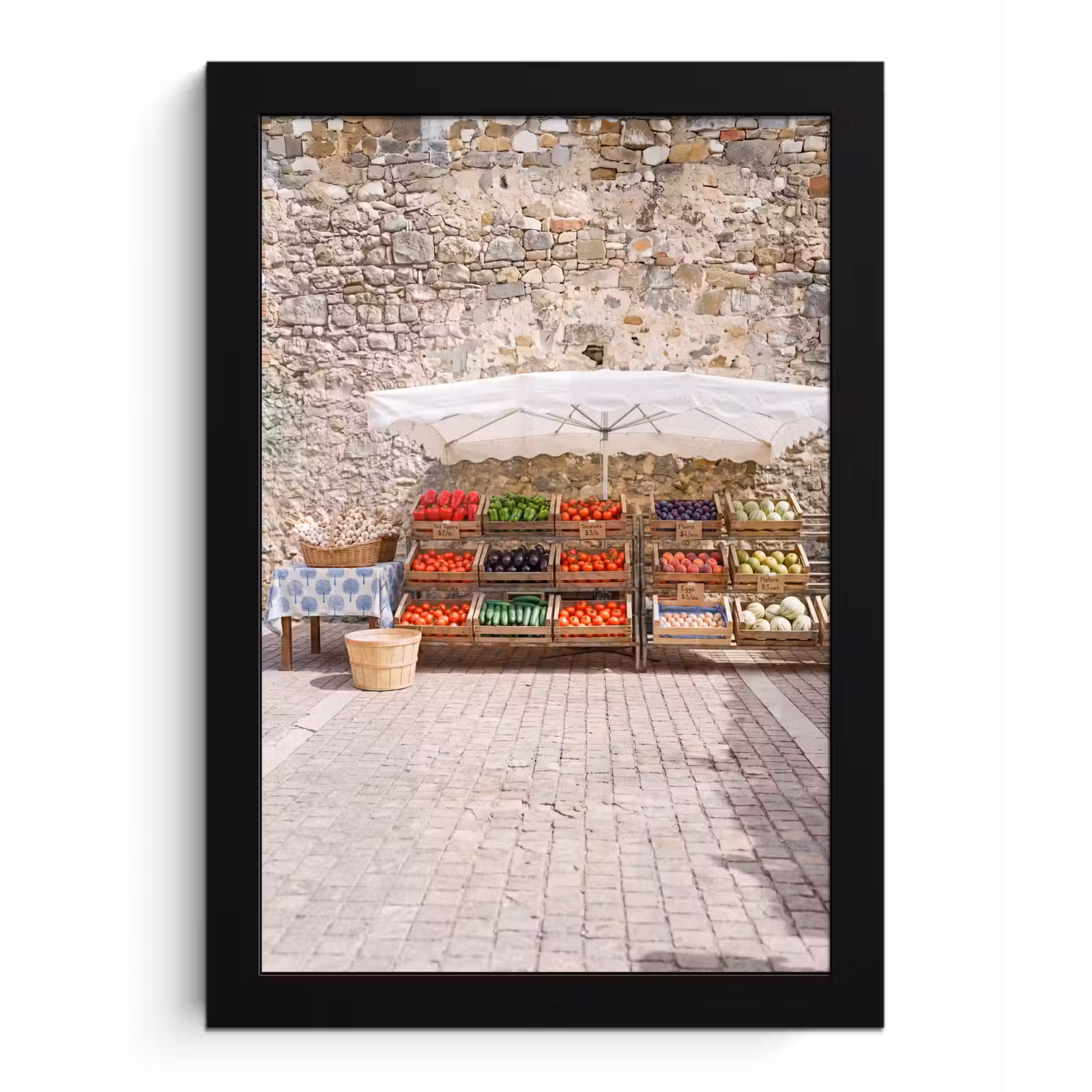 Poster met lijst - Eten - Markt - Vers - Eten - Markt - Vers fotolijst zwart zonder passe partout klein