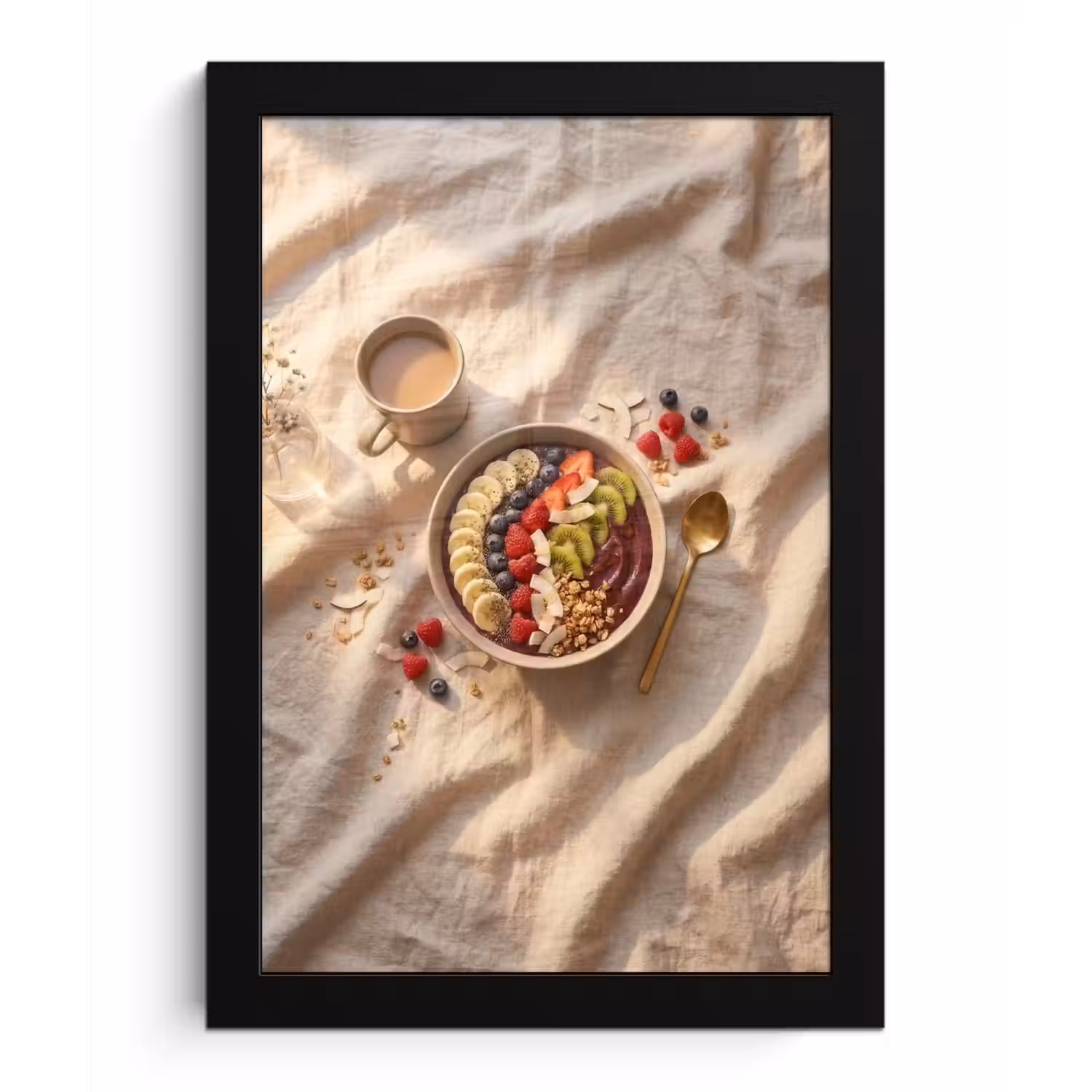 Eten - Ontbijtkom - Fruit - Gezond - Kleurrijk fotolijst zwart zonder passe partout klein -3d