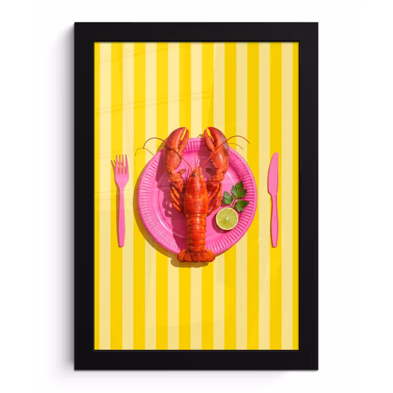 Eten - Roze - Geel - Modern - Culinaire fotolijst zwart zonder passe partout klein -3d