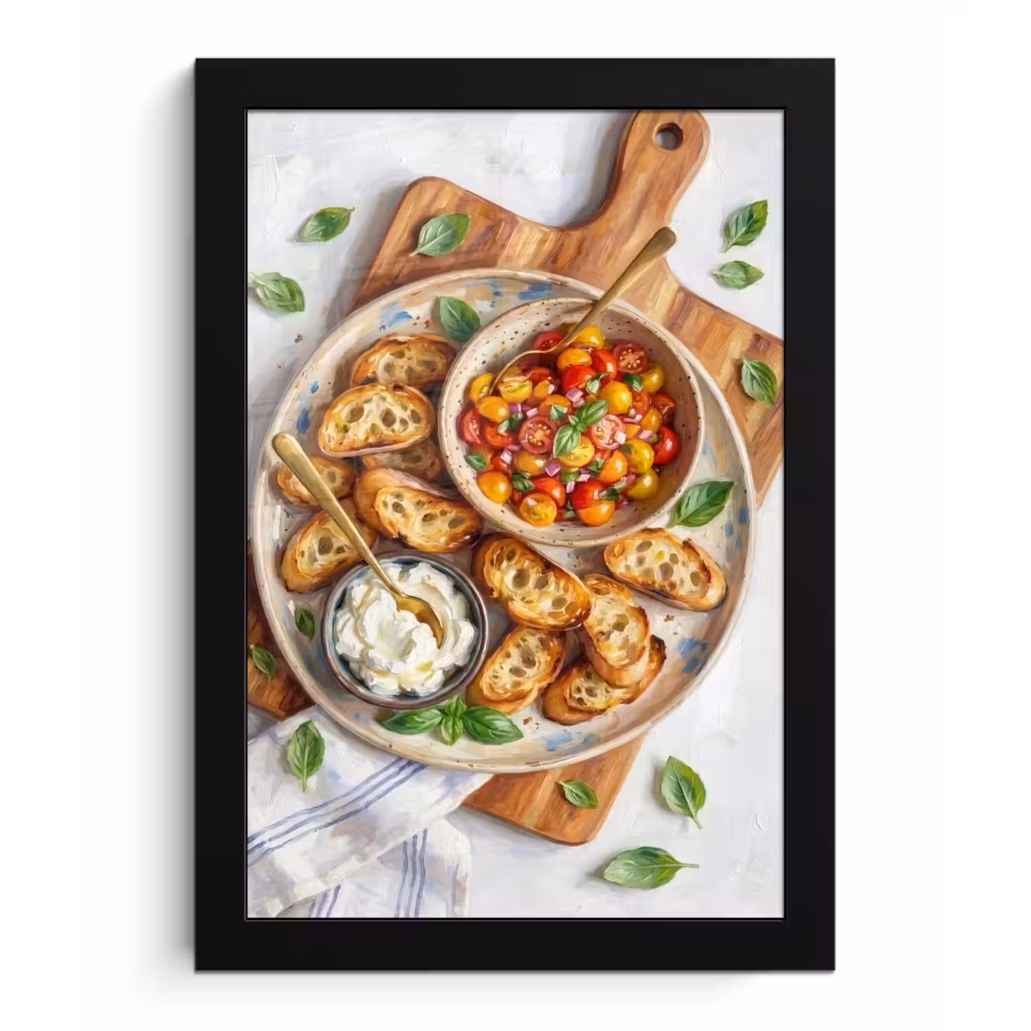 Eten - Tomaat - Brood - Kleurrijk - Keuken fotolijst zwart zonder passe partout klein -3d