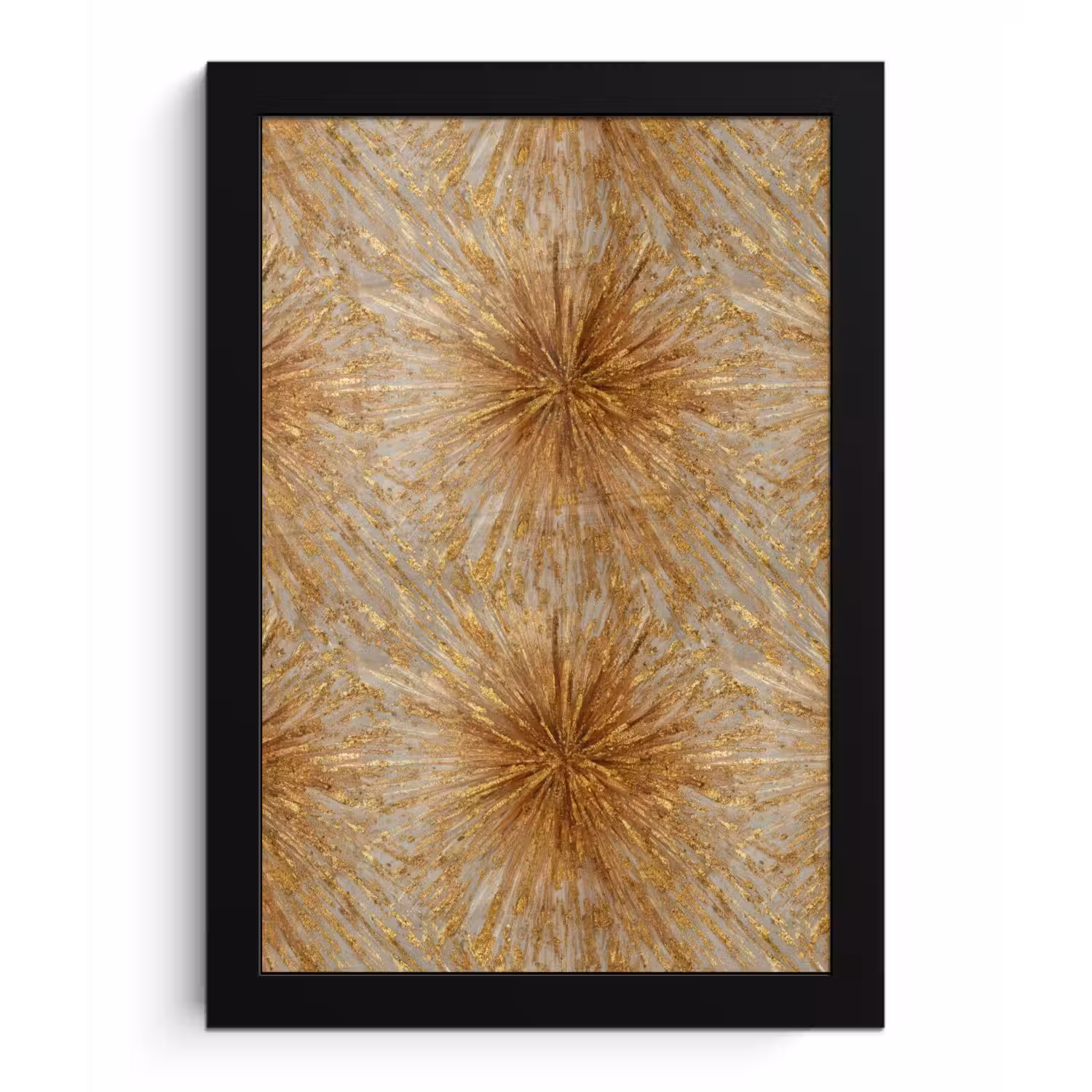 Explosie - Abstract - Goud - Wit fotolijst zwart zonder passe partout klein 224 -3d