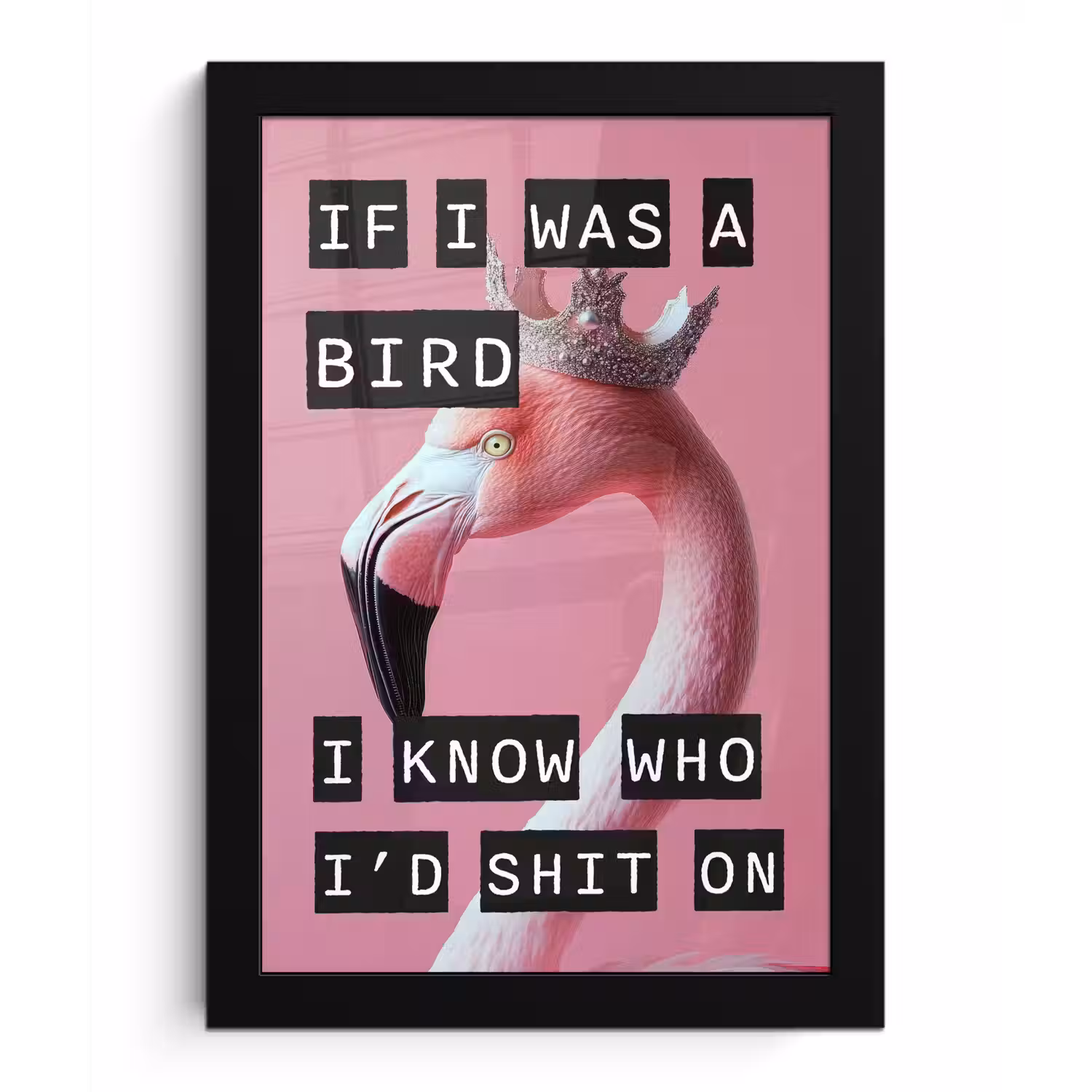 Flamingo - Roze - Vogel - Decoratie fotolijst zwart zonder passe partout klein -3d