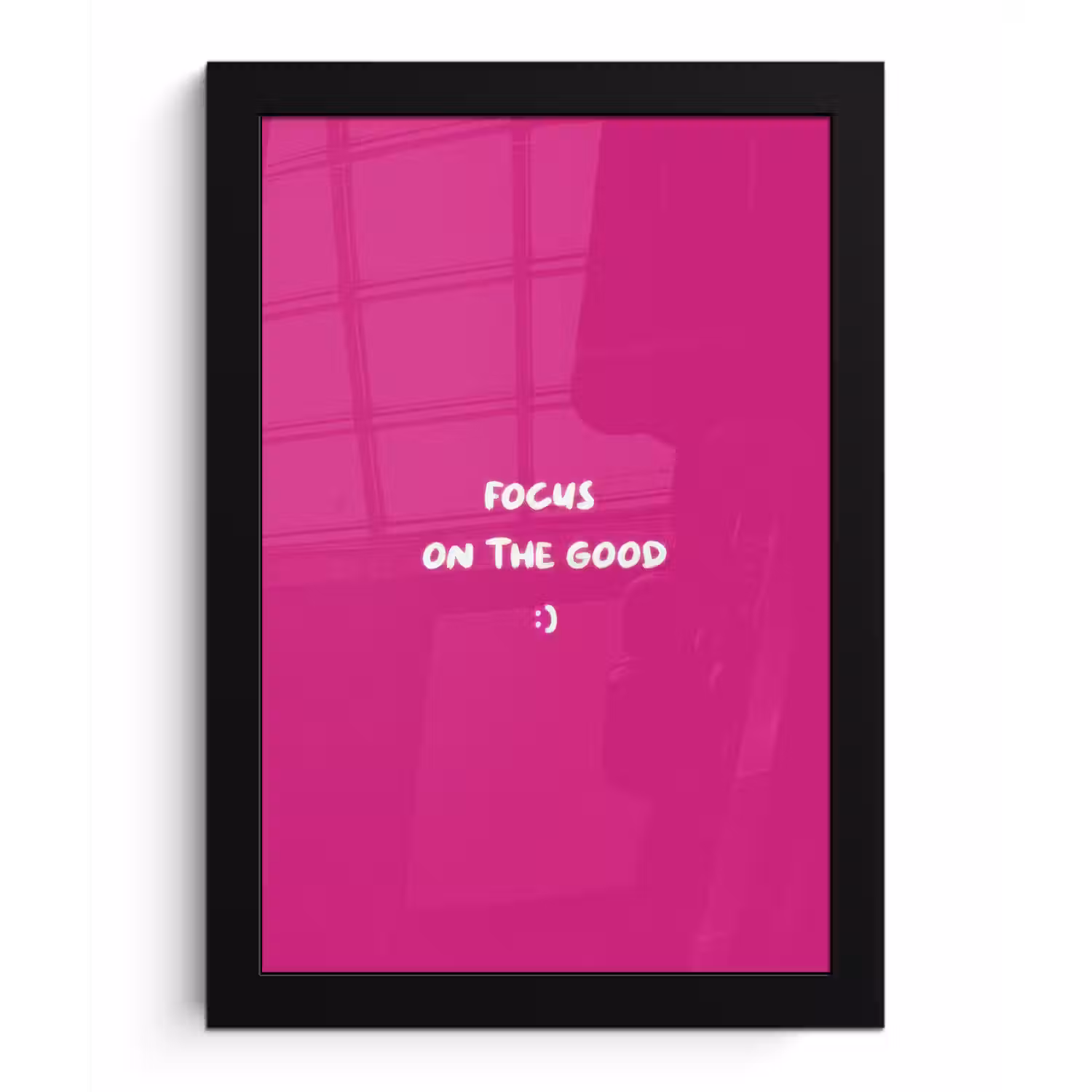 Focus - Smiley - Roze fotolijst zwart zonder passe partout klein -3d