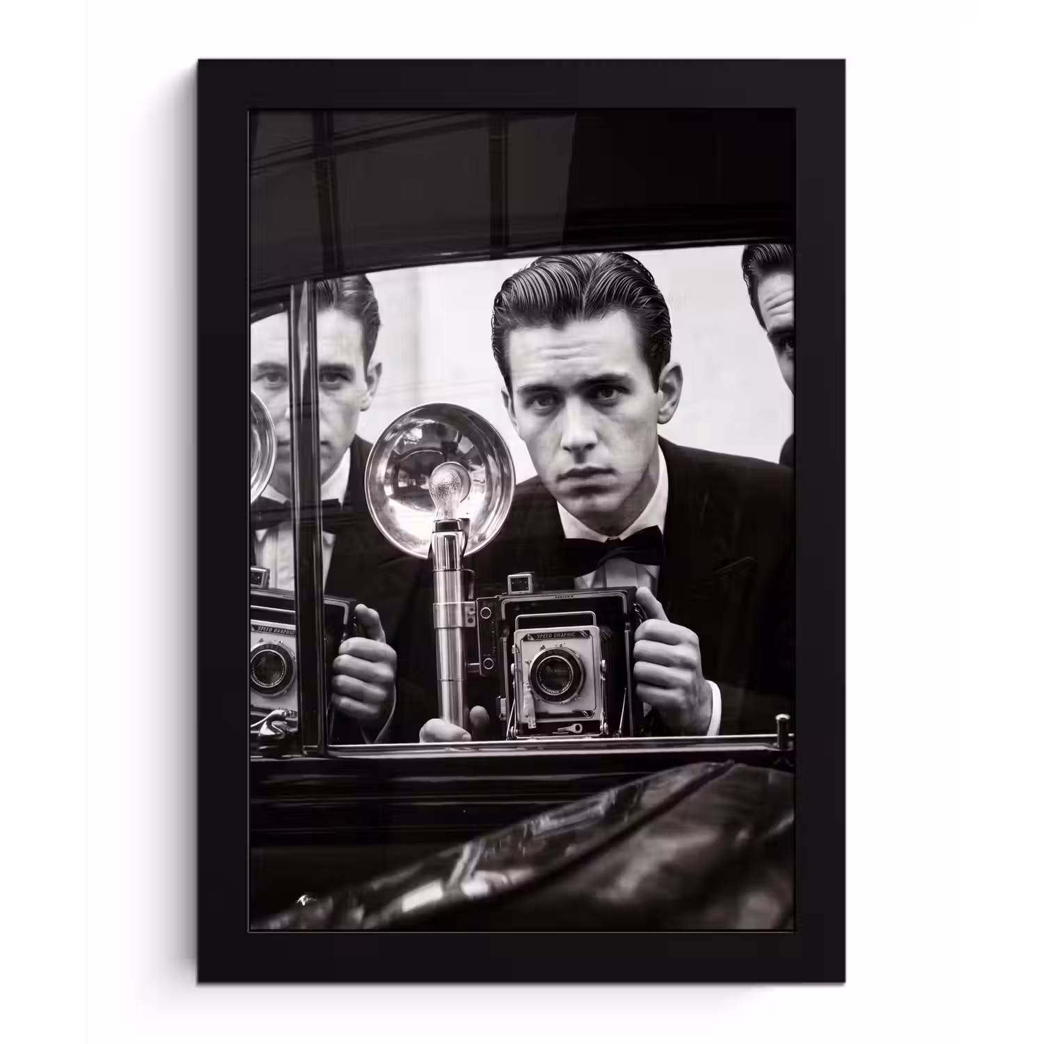 Fotograaf - Camera - Vintage - Journalistiek - Zwart-wit fotolijst zwart zonder passe partout klein -3d
