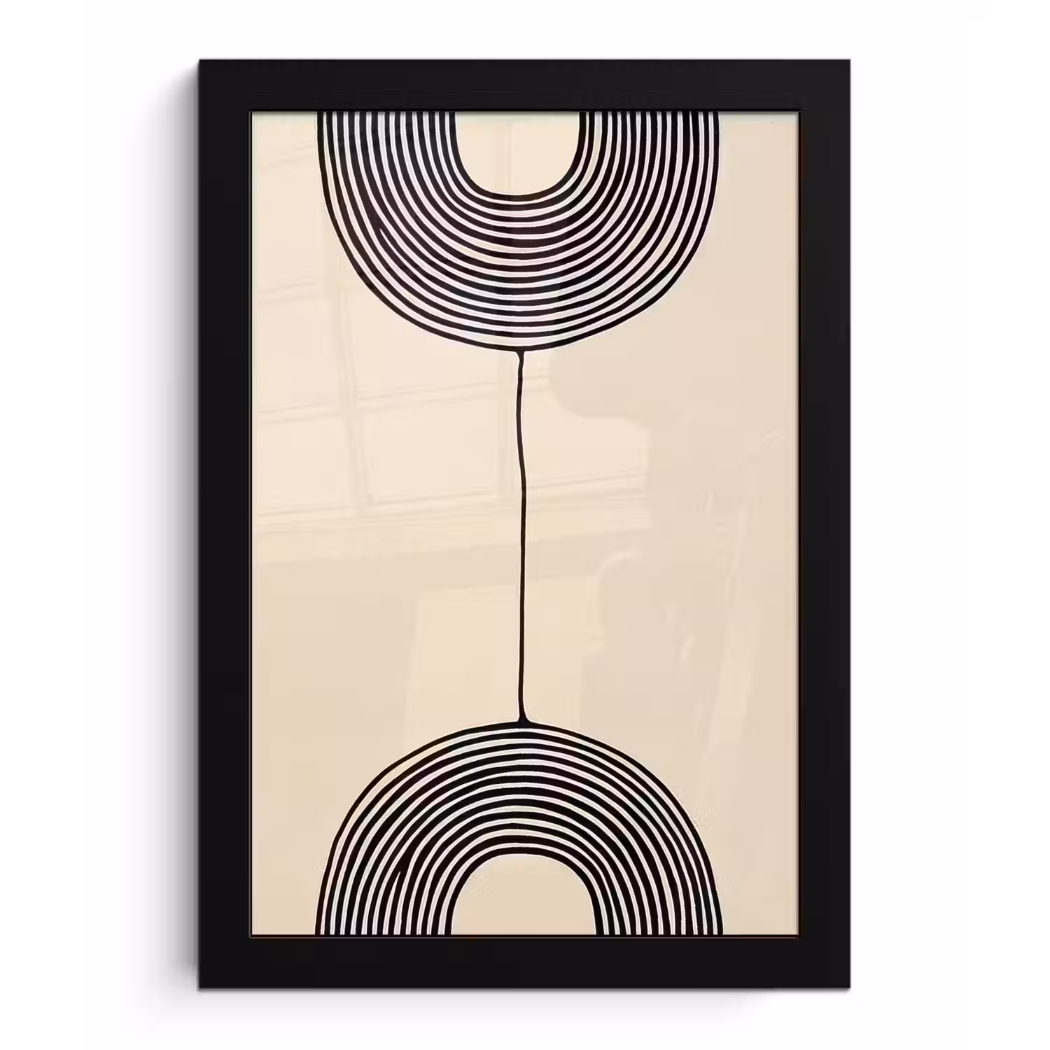 Geometrische bogen - Minimalistisch - Symmetrisch fotolijst zwart zonder passe partout klein -3d