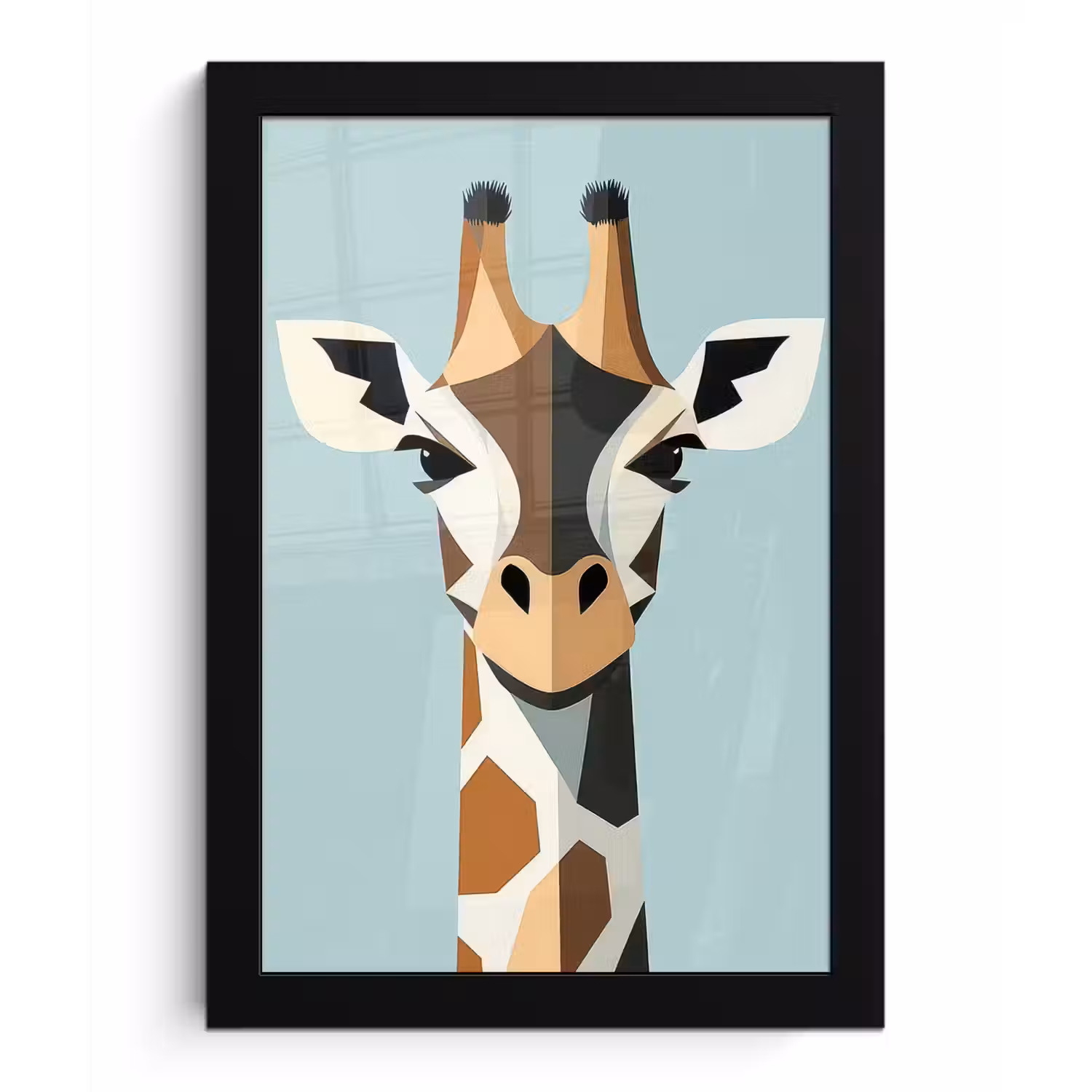 Giraffe - Illustratie - Bruin - Minimalistisch fotolijst zwart zonder passe partout klein -3d