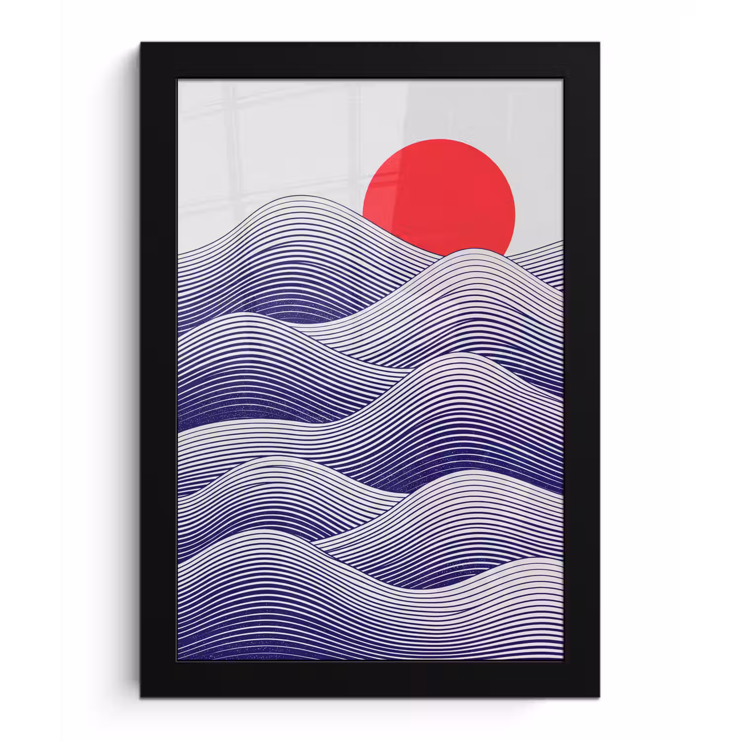 Golven - Zon - Natuur - Abstract - Rood fotolijst zwart zonder passe partout klein -3d