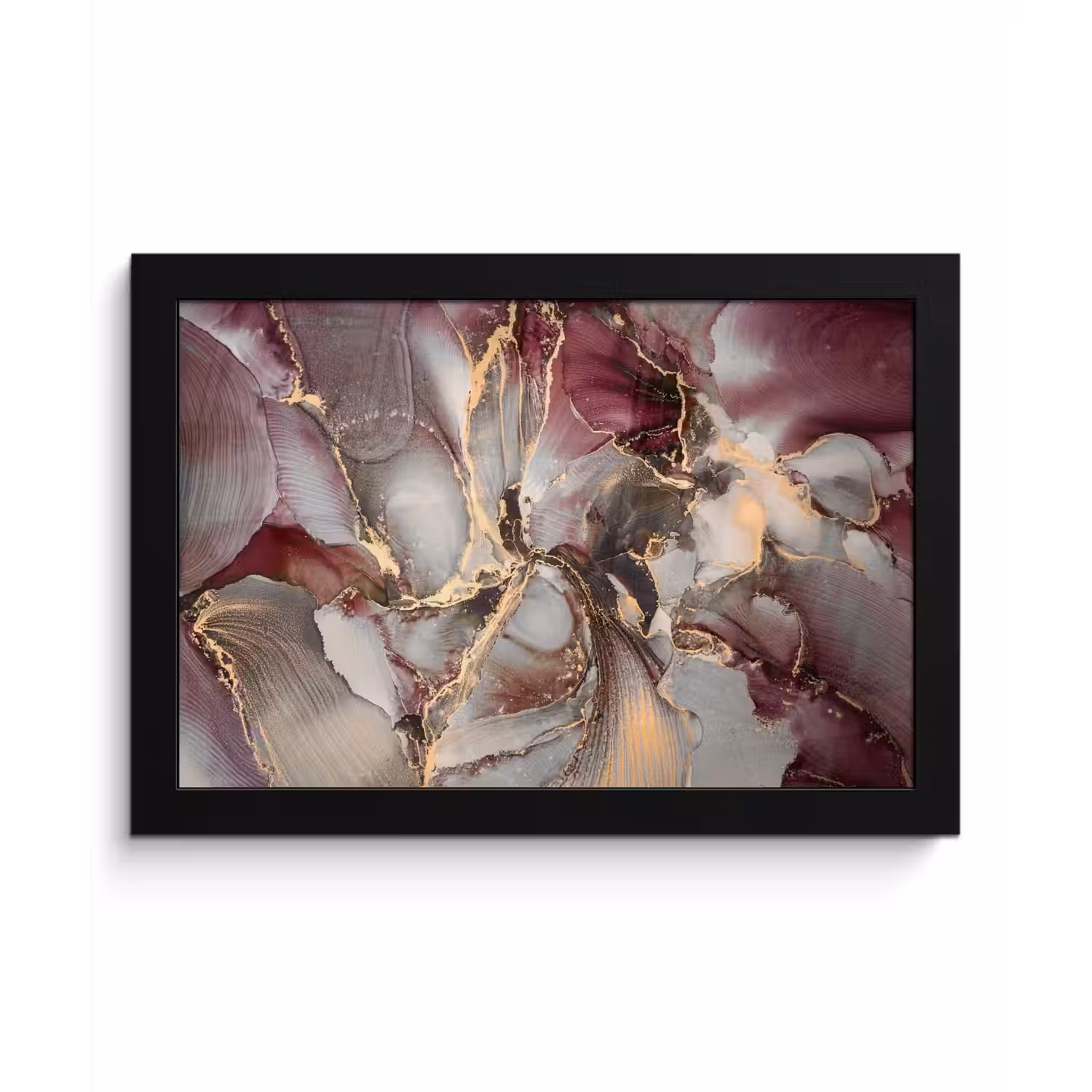 Goud - Marmer - Paars fotolijst zwart zonder passe partout klein -3d