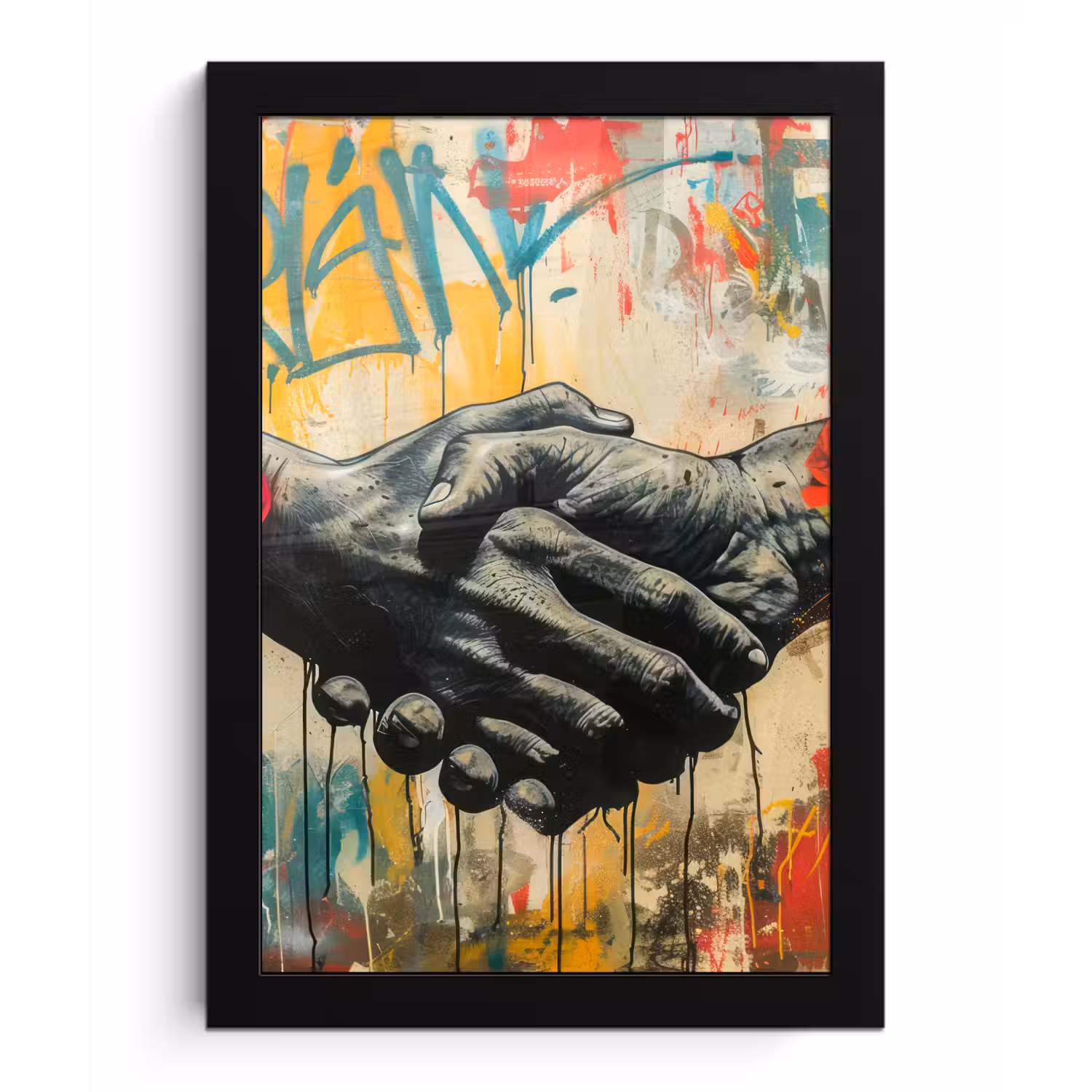 Graffiti - Rozen - Handen - Street art - Banksy fotolijst zwart zonder passe partout klein -3d