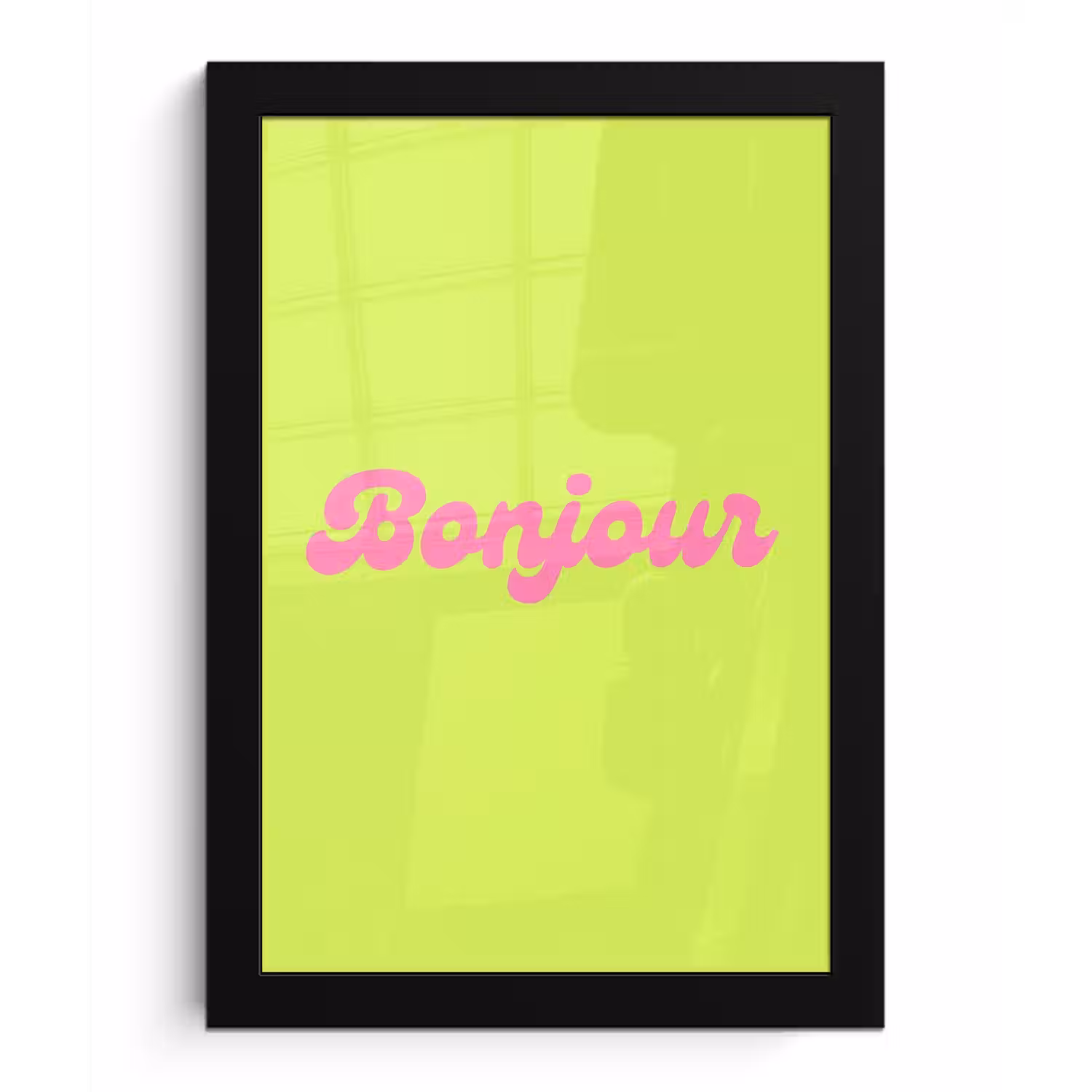 Groen - Roze bonjour - Retro fotolijst zwart zonder passe partout klein -3d