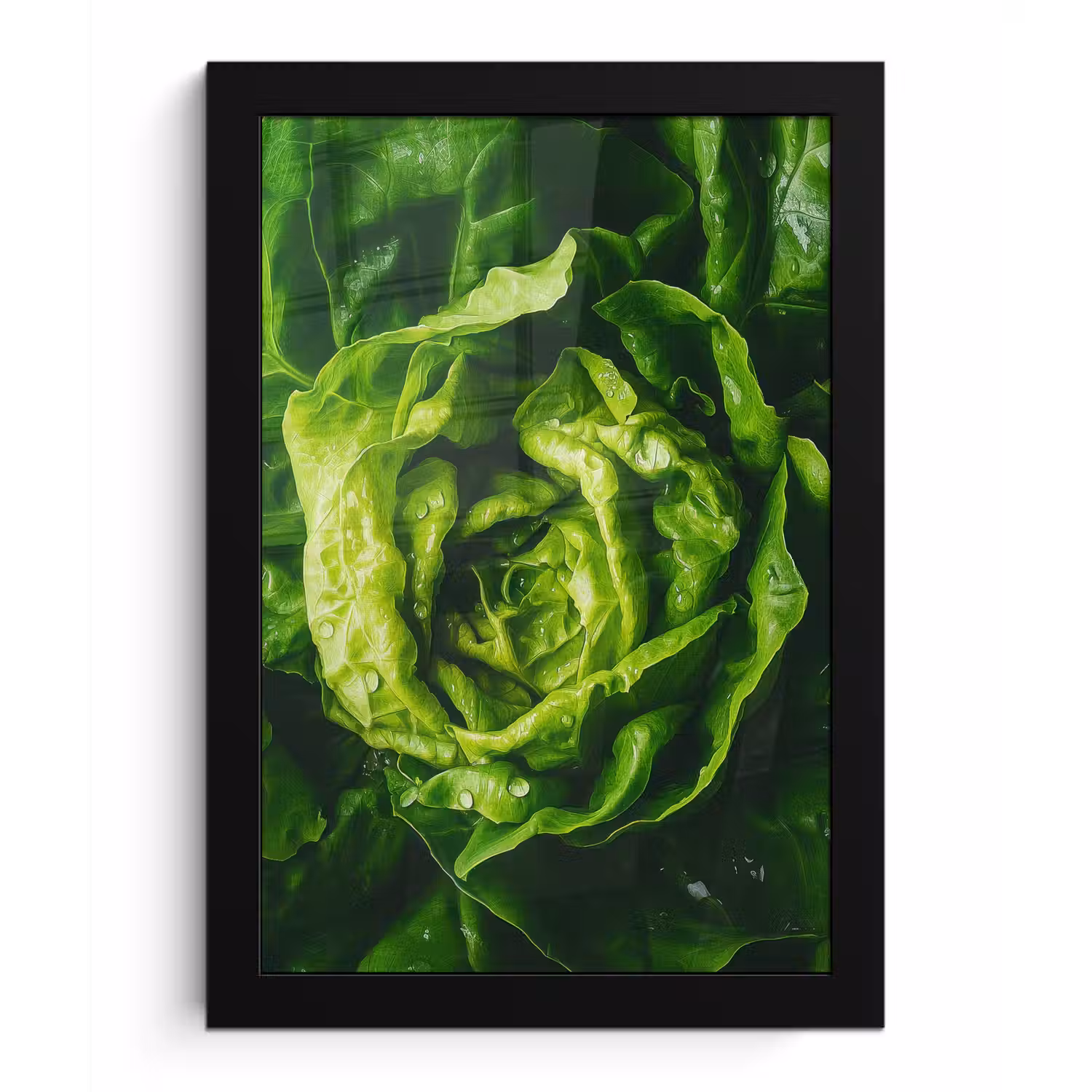 Groente - Sla - Groen fotolijst zwart zonder passe partout klein -3d